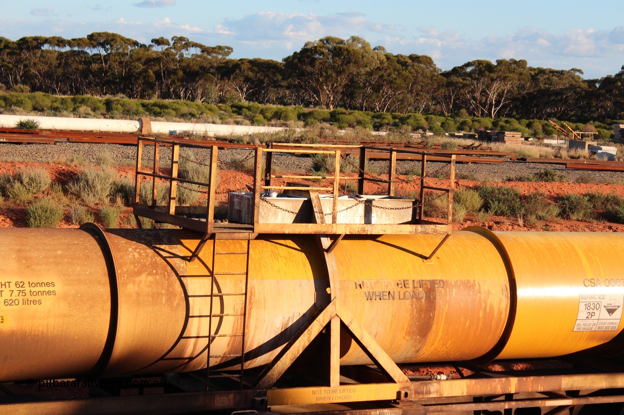 140413 IMG 1952
CSA sulphuric acid tank, original style loading platform on CSA 0007 tank, detail shot. CSA 0007 was built by Acid Plant Management Services, WA in 2015. Peter Donaghy image.
Keywords: Peter-D-Image;CSA-type;AQHY-type;CSA0007;