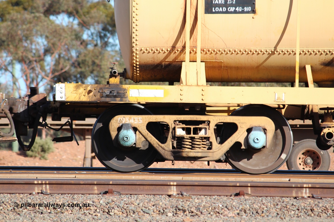 150326 IMG 4331
West Kalgoorlie, AZAY type waste oil waggon AZAY 23439, detail image, this waggon usually operates between Merredin Loco and Forrestfield, not normally seen here in the Goldfields. Peter Donaghy image.
Keywords: Peter-D-Image;AZAY-type;AZAY23439;