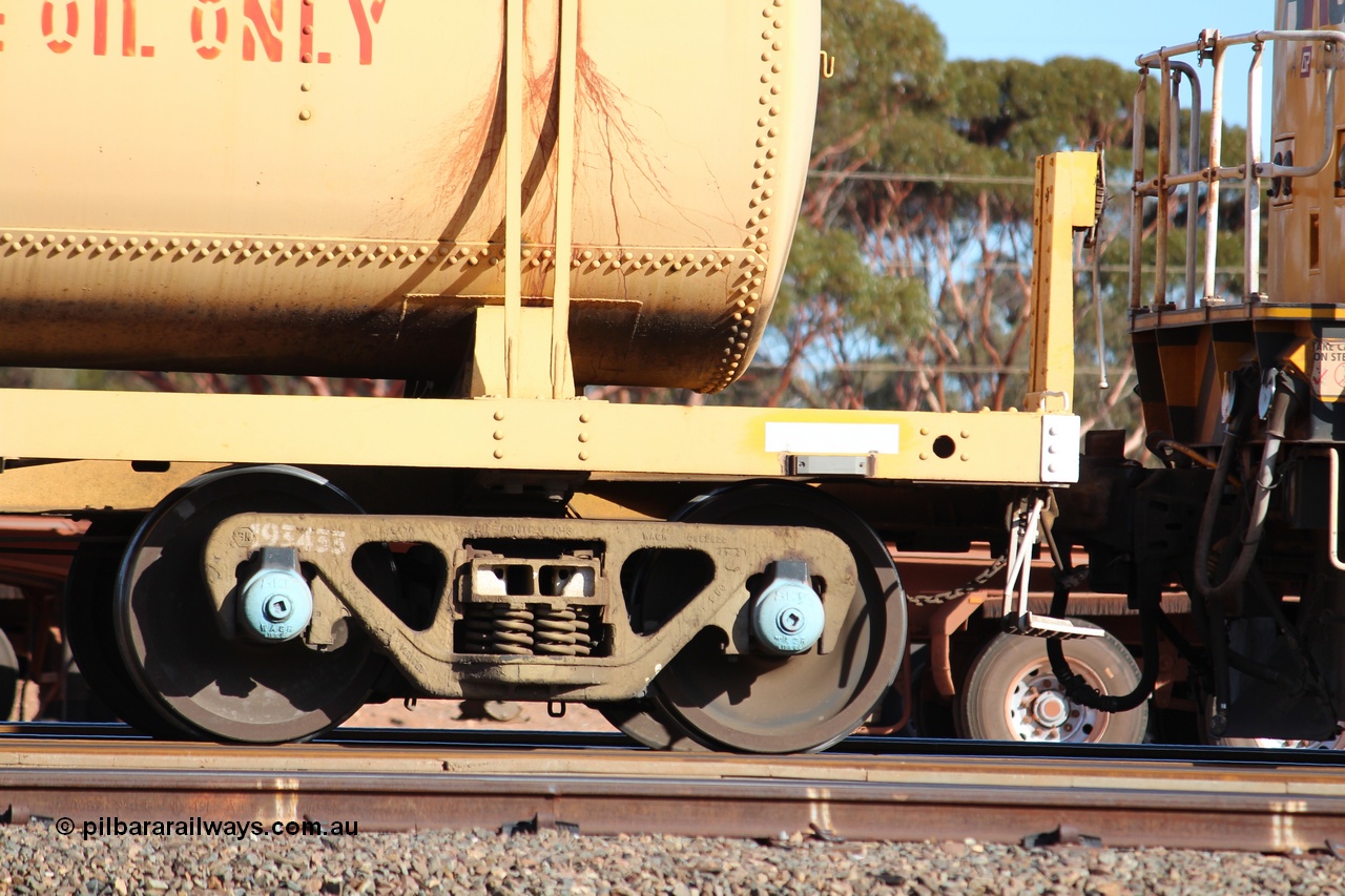 150326 IMG 4334
West Kalgoorlie, AZAY type waste oil waggon AZAY 23439, detail image, this waggon usually operates between Merredin Loco and Forrestfield, not normally seen here in the Goldfields. Peter Donaghy image.
Keywords: Peter-D-Image;AZAY-type;AZAY23439;