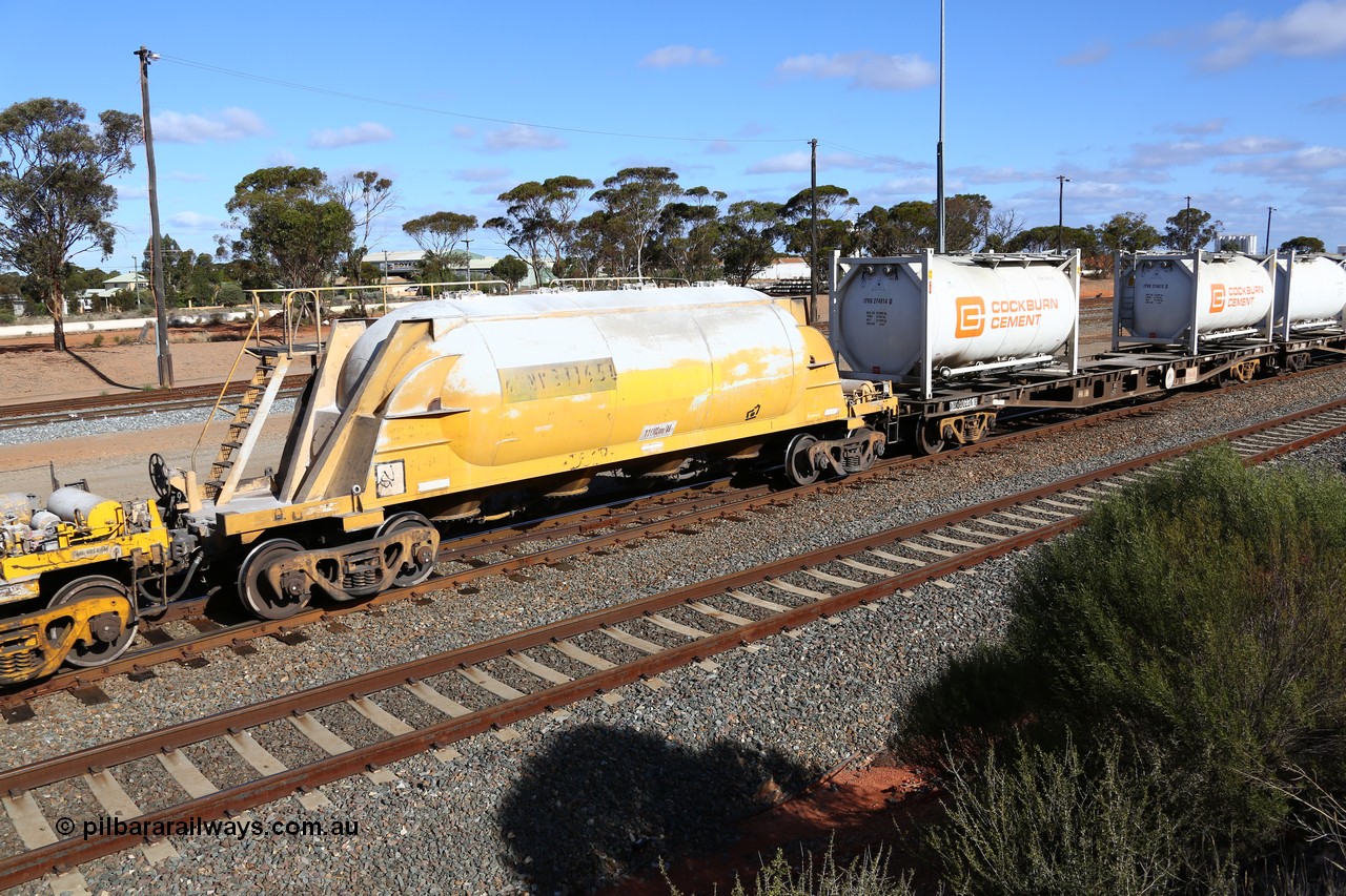 160522 2459
West Kalgoorlie, APNY 31165 one of four built by Westrail Midland Workshops in 1978 as WNA type pneumatic discharge nickel concentrate waggon, WAGR built and owned copies of the AE Goodwin built WN waggons for WMC.
Keywords: APNY-type;APNY31165;Westrail-Midland-WS;WNA-type;