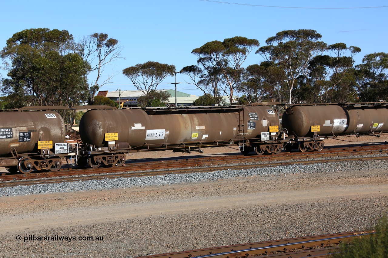 160531 9956
West Kalgoorlie, diesel fuel tanker ATPF 572, Shell Fleet No. TR707, built by WAGR Midland Workshops in 1974 for Shell, capacity of 80500 litres.
Keywords: ATPF-type;ATPF572;WAGR-Midland-WS;WJP-type;
