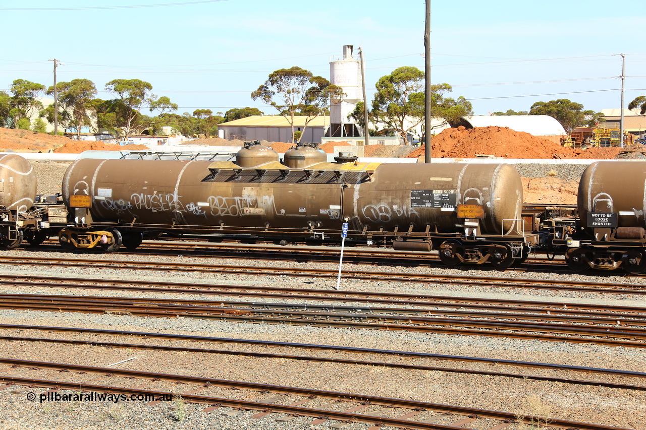 190108 1105
West Kalgoorlie, ATDY type fuel tanker ATDY 502, originally built by Tulloch Ltd NSW 1969 for Mobil as WJD type, to BP in 1985, 92.87 kL capacity. Gemco refurbished 8-15, safe fill 77,000 litres.
Keywords: ATDY-type;ATDY502;Tulloch-Ltd-NSW;WJD-type;