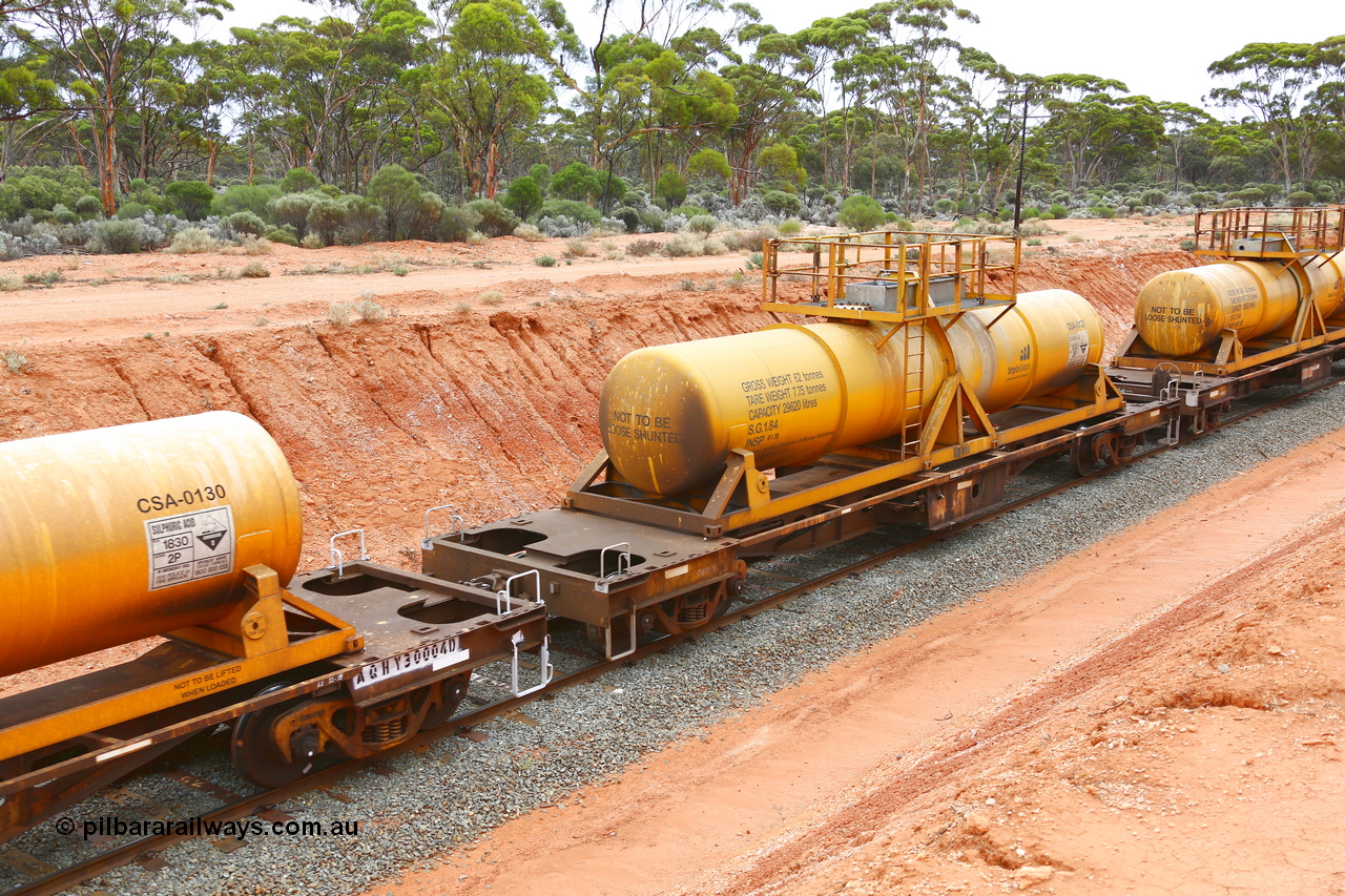 190109 1410
Binduli, AQHY 30098 with CSA 0127, originally built by the WAGR Midland Workshops in 1964/66 as a WF type flat waggon, then in 1997, following several recodes and modifications, was one of seventy five waggons converted to the WQH type to carry CSA sulphuric acid tanks between Hampton/Kalgoorlie and Perth/Kwinana. CSA 0127 was built by Vcare Engineering, India for Access Petrotec & Mining Solutions.
Keywords: AQHY-type;AQHY30098;WAGR-Midland-WS;WF-type;WMA-type;WFW-type;WFDY-type;WFDF-type;RFDF-type;WQH-type;