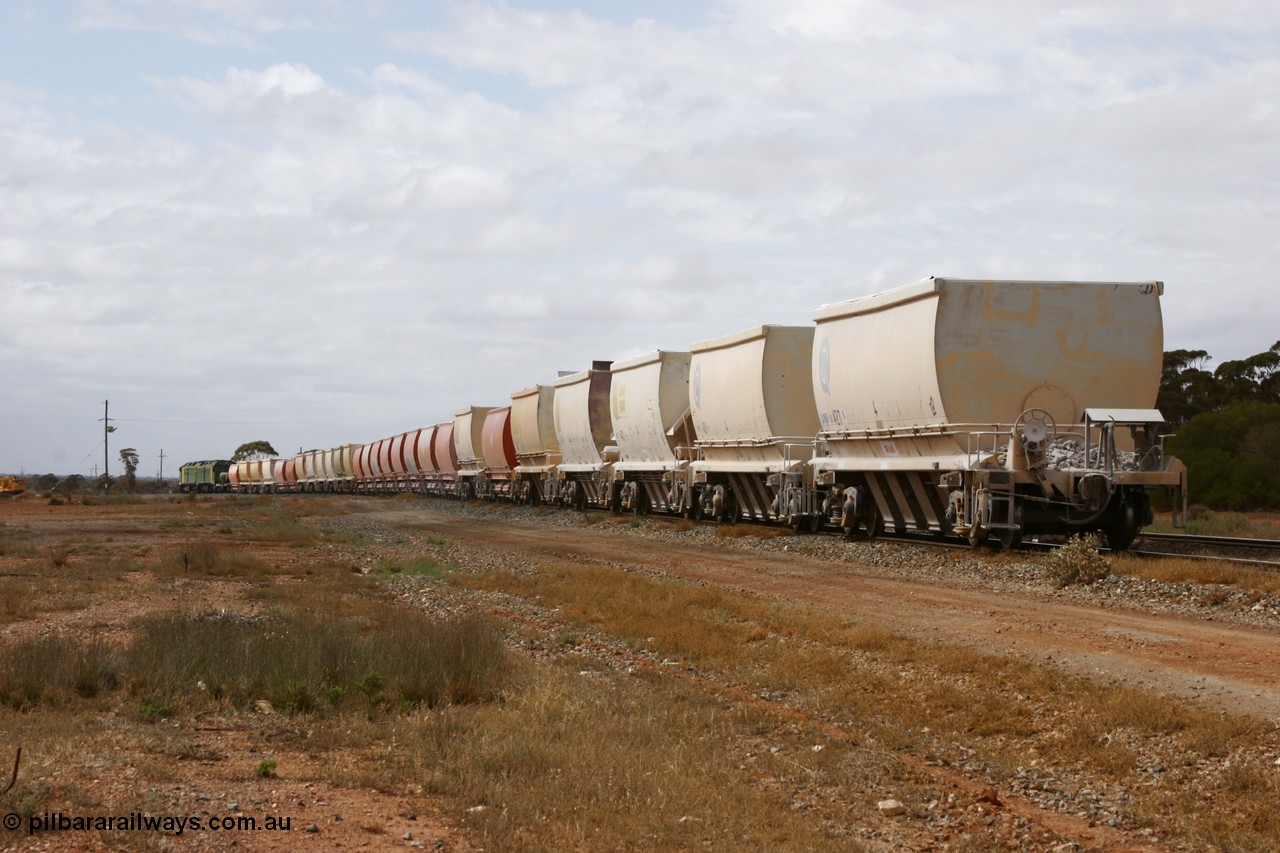 051101 6428
Parkeston, AHQF waggons seen here in Loongana Limestone service, originally built by Goninan WA for Western Quarries as a batch of twenty coded WHA type in 1995. Purchased by Westrail in 1998.
Keywords: AHQF-type;Goninan-WA;WHA-type;