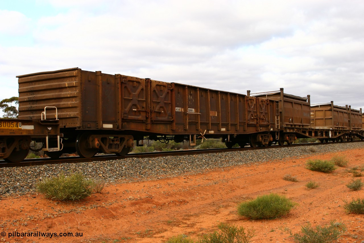 060527 4095
Scotia, AOAY 33188, originally built at WAGR Midland Workshops in 1970 as one of a batch of fifty WGX type open waggons, recoded to WOAX in c.1980.
Keywords: AOAY-type;AOAY33188;WAGR-Midland-WS;WGX-type;
