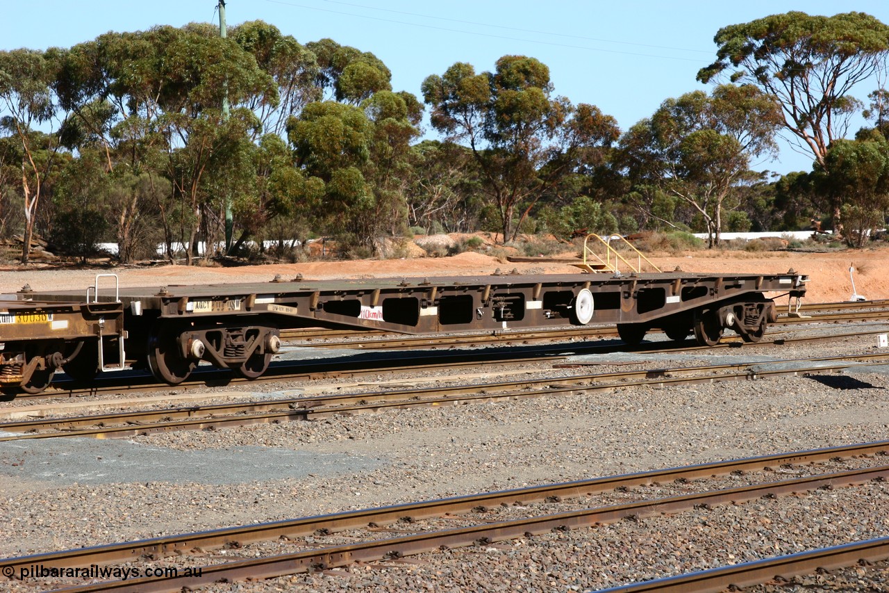 060528 4420
West Kalgoorlie, AQCY 30308 here in barrier waggon service on an acid consist, originally built by Tomlinson Steel in 1970 as one of 161 units built as WFX type container waggon. Re-coded to WQCX in 1980 then WQTY in 1996.
Keywords: AQCY-type;AQCY30308;Tomlinson-Steel-WA;WFX-type;WQCX-type;WQTY