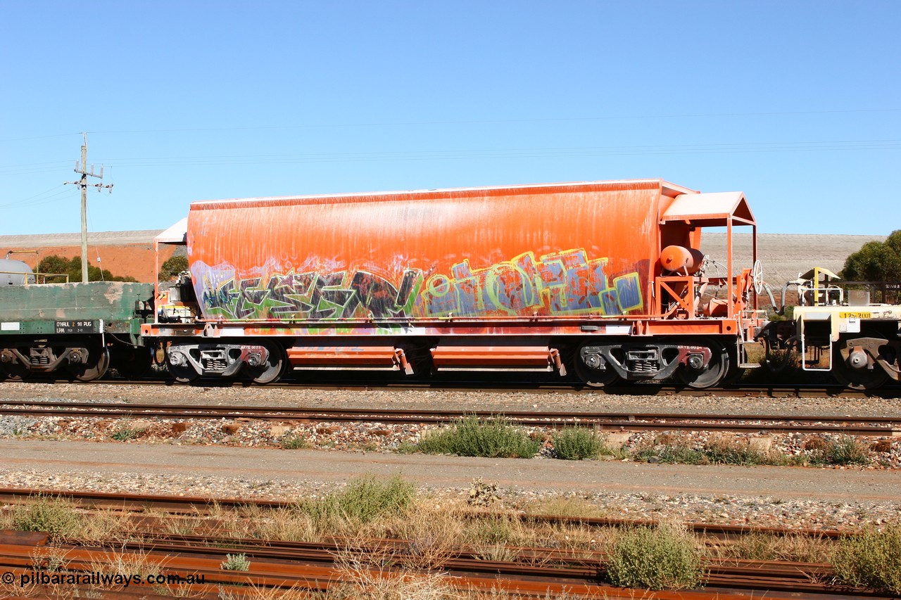 060530 4910
Parkeston, one of sixty five AHBY class ballast hoppers built by EDI Rail at their Port Augusta Workshops for ARG in 2001-02 for the Darwin line construction, now in limestone quarry products service.
