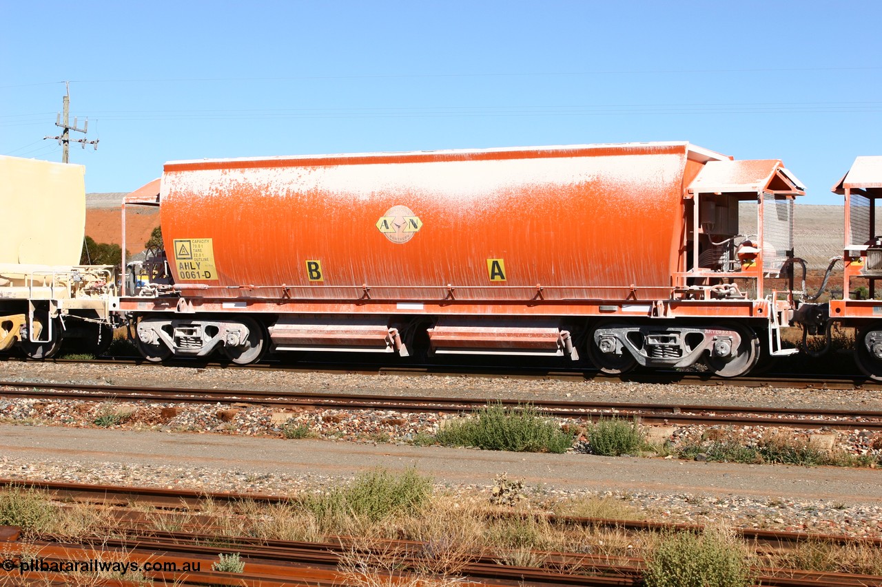 060530 4926
Parkeston, AHLY 0061 one of sixty five AHBY class ballast hoppers built by EDI Rail at their Port Augusta Workshops for ARG in 2001-02 for the Darwin line construction, now in limestone quarry products service.
Keywords: AHLY-type;AHLY0061;EDI-Rail-Port-Augusta-WS;AHBY-type;