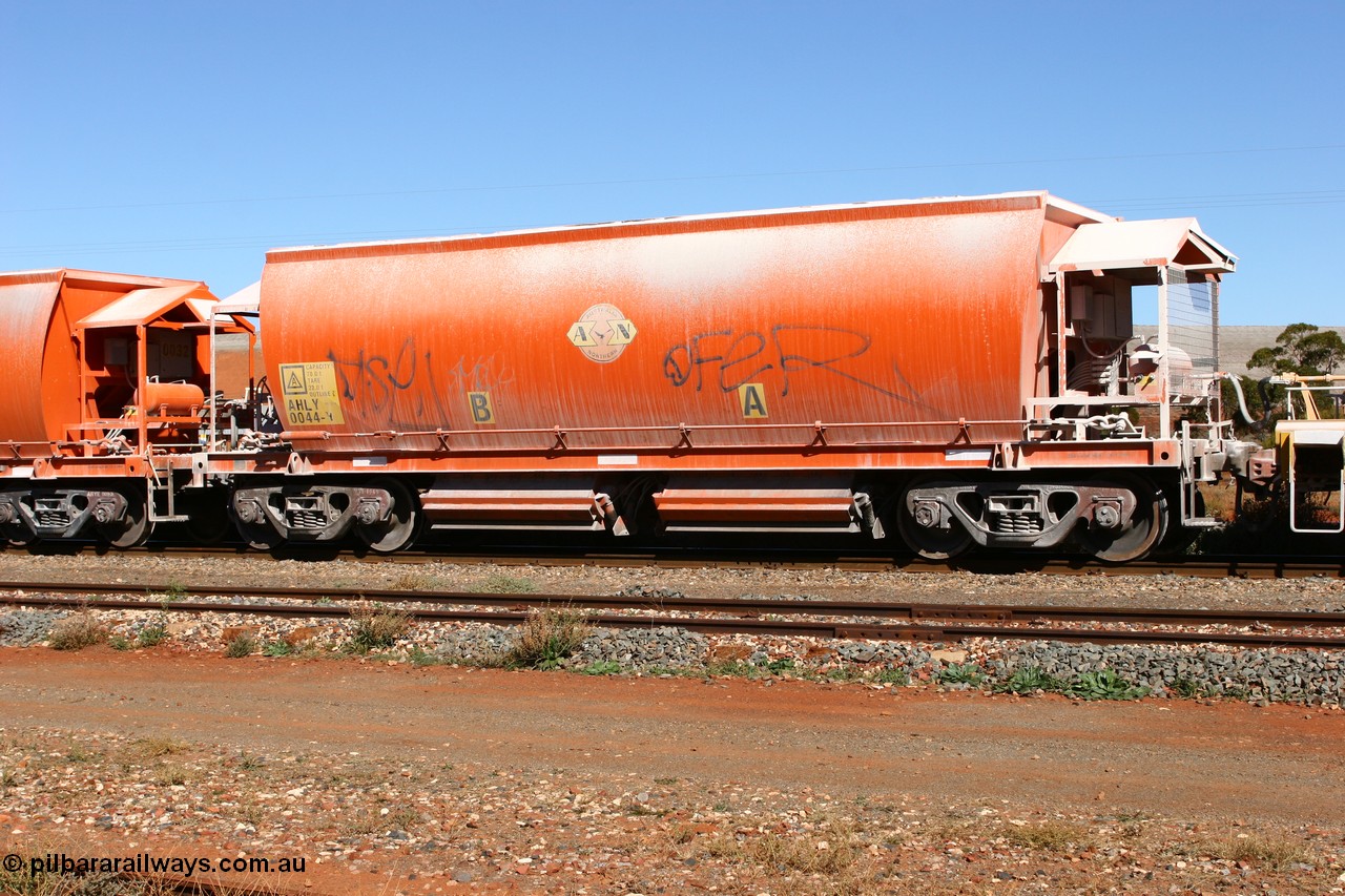 060530 4930
Parkeston, AHLY 0044 one of sixty five AHBY class ballast hoppers built by EDI Rail at their Port Augusta Workshops for ARG in 2001-02 for the Darwin line construction, now in limestone quarry products service.
Keywords: AHLY-type;AHLY0044;EDI-Rail-Port-Augusta-WS;AHBY-type;