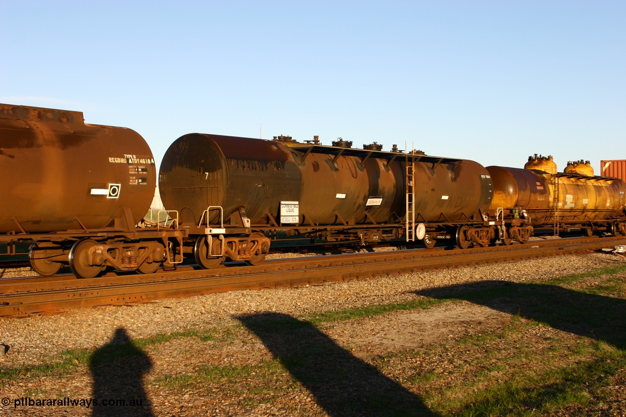 060603 5251 WTEY7314J
Midland, WTEY 7314 diesel fuel tank waggon, former NTAF in service for BP Oil, former AMPOL tank, coded WTEY when arrived in WA.
Keywords: WTEY-type;WTEY7314;NTAF-type;