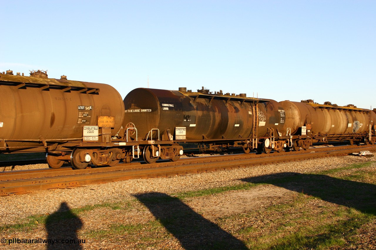 060603 5254 WTEY7312Y
Midland, WTEY 7312 fuel tank waggon, ex NSW and former NTAF in service for BP Oil, former AMPOL tank, coded WTEY when arrived in WA.
Keywords: WTEY-type;WTEY7312;NTAF-type;