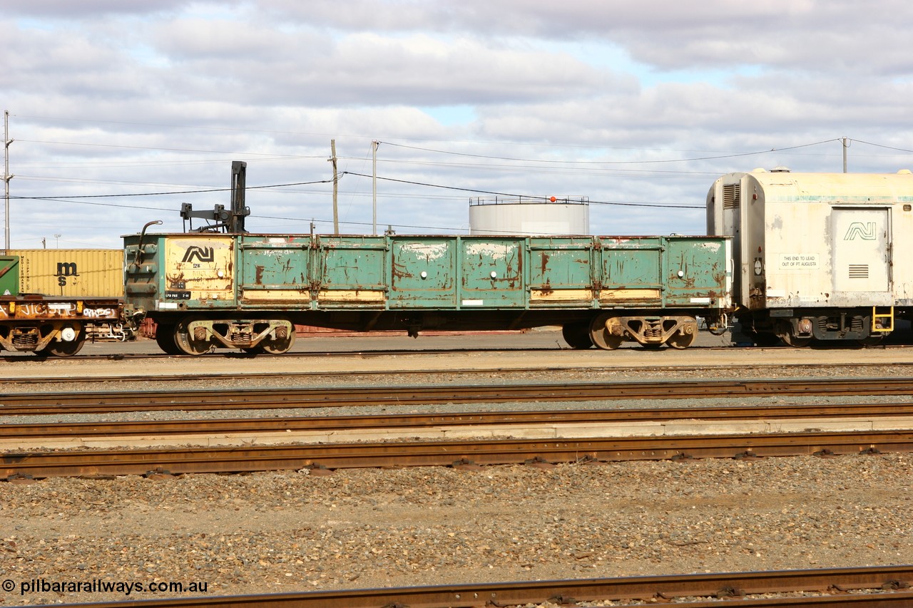 070527 9222
West Kalgoorlie, AOGL 451 open waggon, originally built in June 1925 by the American Car & Foundry Co. as part of an order for six hundred waggons for the South Australian Railways as O type open waggons, in 1966 five hundred and fifty were rebuilt into OB type. Then coded into AOBF, then AOGL.
Keywords: AOGL-type;AOGL451;American-Car-&-Foundry-USA;Q-type;OB-type;AOGF-type;
