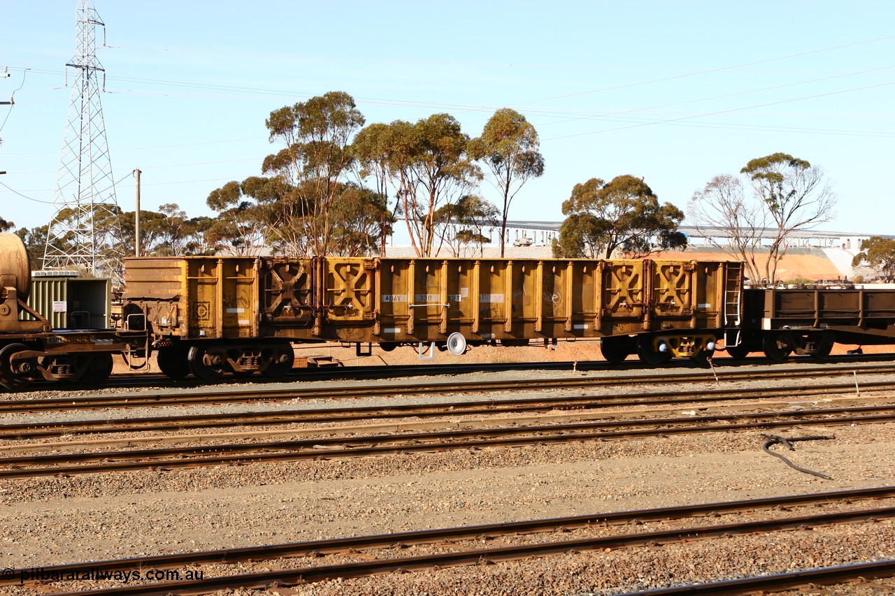 070529 9328
West Kalgoorlie, AOAY 33082, built by WAGR Midland Workshops in 1969 as part of a batch of one hundred WG type open waggons, reclassed as a group in 1969 to WGX, to WGS for superphosphate traffic then in 1981 to WOAX.
Keywords: AOAY-type;AOAY33082;WAGR-Midland-WS;WG-type;WGX-type;WGS-type;WOAX-type;