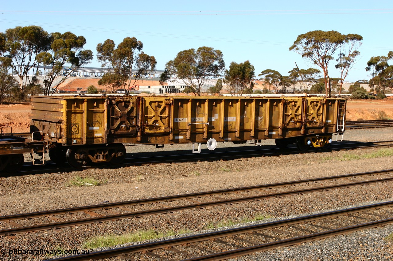 070529 9335
West Kalgoorlie, AOAY 33082 built by WAGR Midland Workshops in 1969 as part of a batch of one hundred WG type open waggons, reclassed as a group in 1969 to WGX, to WGS for superphosphate traffic then in 1981 to WOAX.
Keywords: AOAY-type;AOAY33082;WAGR-Midland-WS;WG-type;WGX-type;WGS-type;WOAX-type;