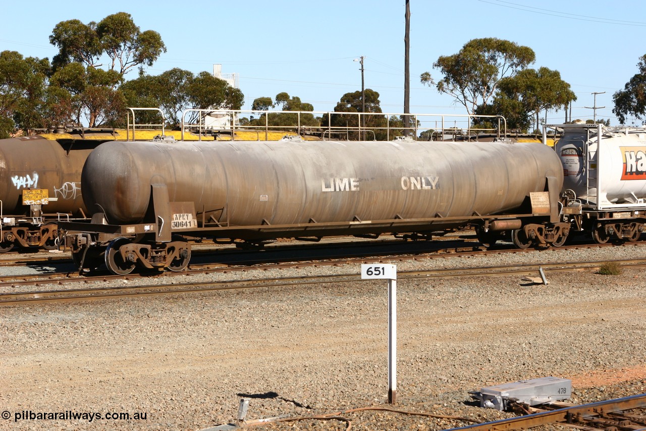 070531 9715
West Kalgoorlie, APKY 30641, leader of two waggons built by WAGR Midland Workshops in 1970 as WK type pneumatic discharge bulk cement waggon.
Keywords: APKY-type;APKY30641;WAGR-Midland-WS;WK-type;