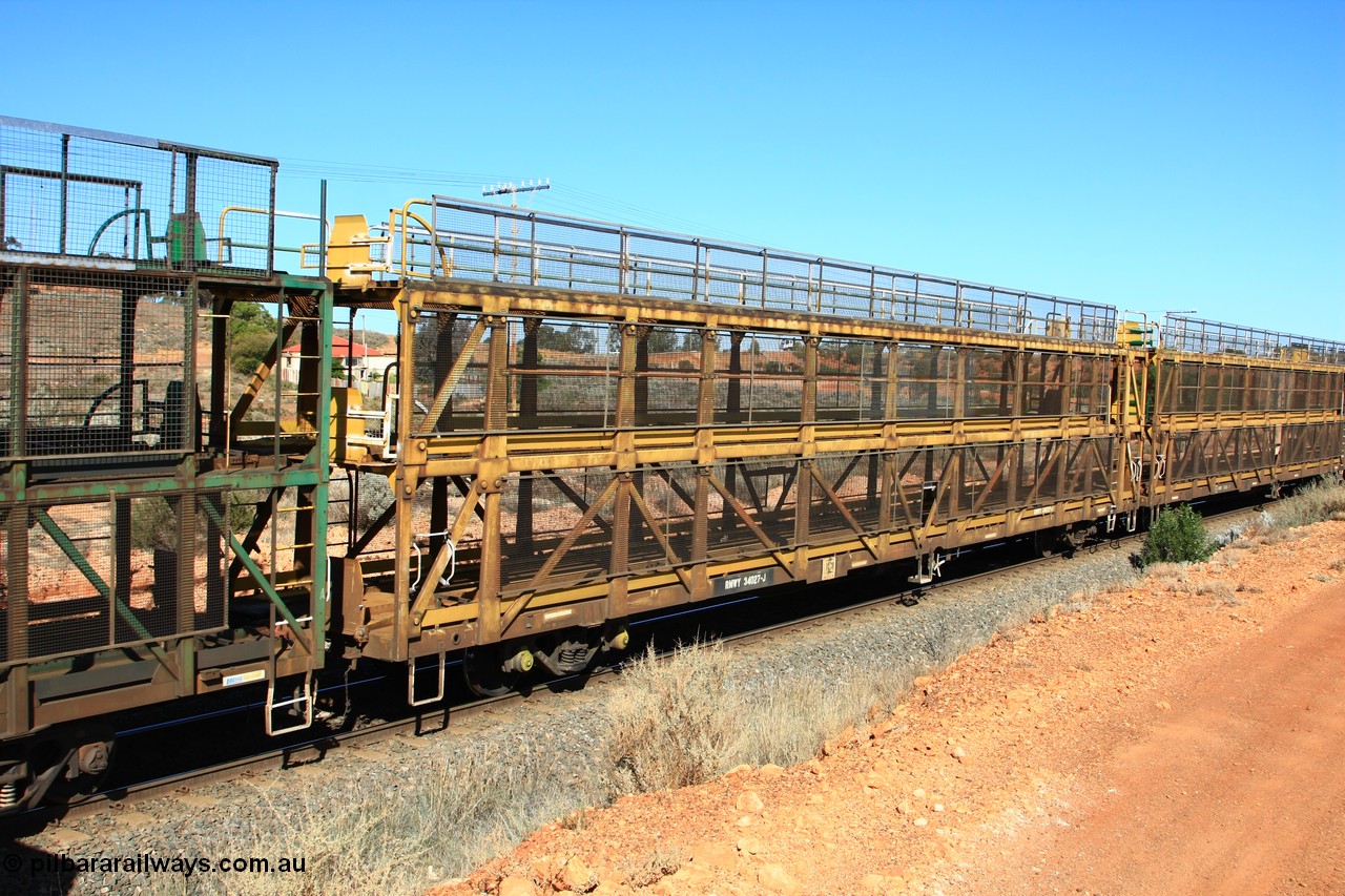 100603 8830
Parkeston, RMWY 34027 triple deck car carrying waggon, built by Comeng NSW in 1975 within the third batch of ten WMX type double deck car carrying waggons, re-coded to WMFX in 1979, converted to triple deck WMGF in 1989 then under National Rail leasing they became RMWY type.
Keywords: RMWY-type;RMWY34027;WAGR-Midland-WS;WMX-type;WMFX-type;WMGF-type;