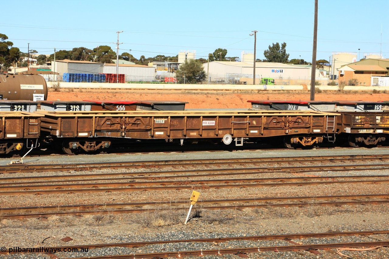 100603 8857
West Kalgoorlie, AOXY 33229, converted to carry nickel matte bulk bags, in WGL traffic. Built by WAGR Midland Workshops in 1973 as part of a batch of twenty five WGX type open waggons, in 1981 to WOAX, then AOAY type.
Keywords: AOXY-type;AOXY33229;WAGR-Midland-WS;WGX-type;WOAX-type;