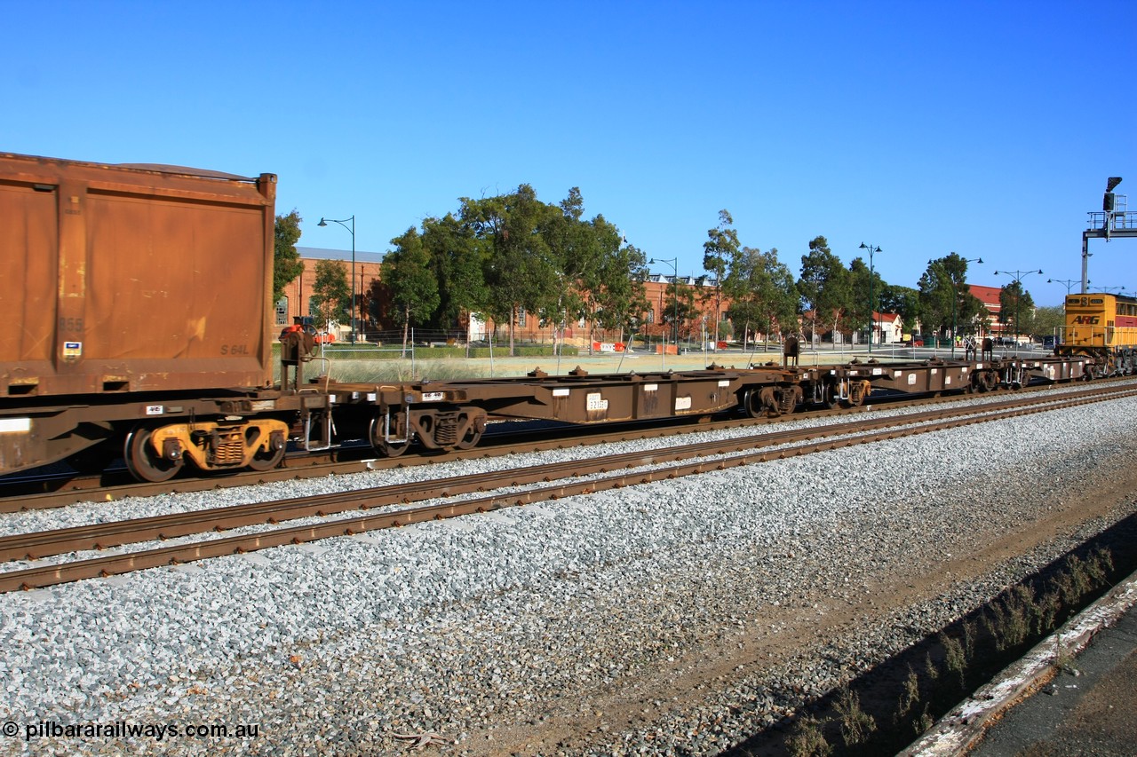 100608 9708
Midland, AQNY 32153, one of sixty two waggons built by Goninan WA in 1998 as WQN type for Murrin Murrin container traffic, running empty on train 2430 empty Malcolm freighter.
Keywords: AQNY-type;AQNY32153;Goninan-WA;WQN-type;