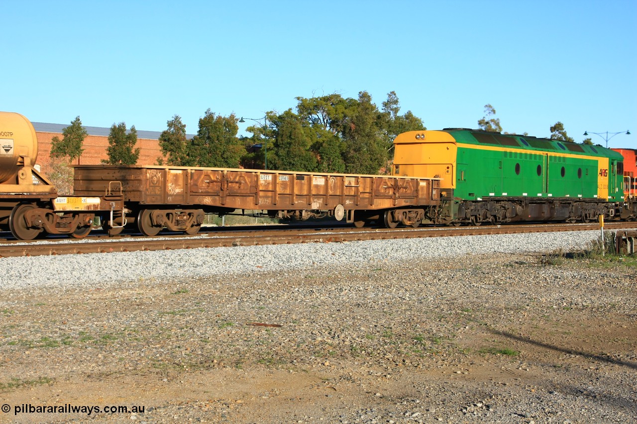 100609 09925
Midland, AOXY 33104, converted to carry nickel matte bulk bags, in WGL traffic. Built by WAGR Midland Workshops in 1969 as part of a batch of fifty eight WGX type open waggons, in 1981 to WOAX, in 1994 to ROAX, then AOAY type.
Keywords: AOXY-type;AOXY33104;WAGR-Midland-WS;WGX-type;WOAX-type;ROAX-type;