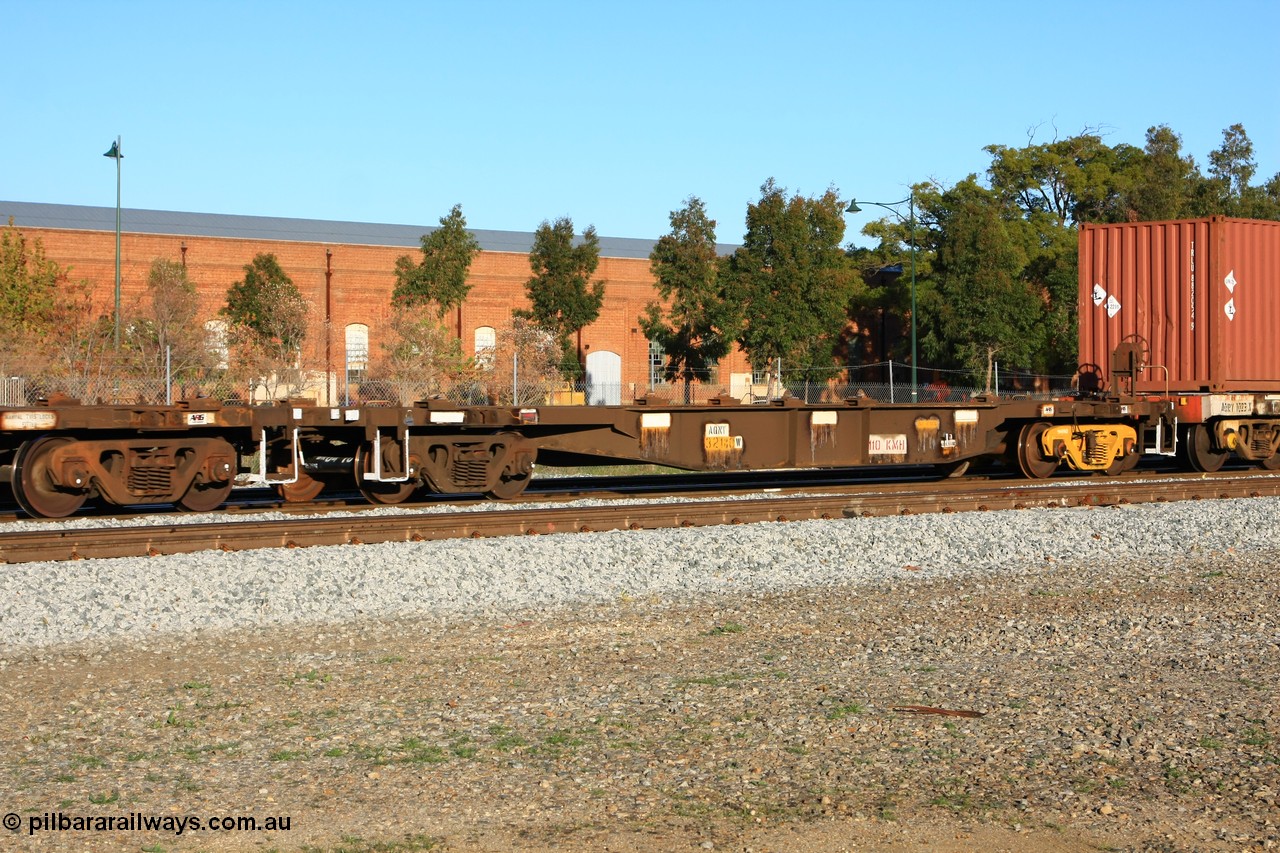 100609 09977
Midland, AQNY 32180, one of sixty two waggons built by Goninan WA in 1998 as WQN type for Murrin Murrin container traffic, running empty on train 3426 up Kalgoorlie Freighter.
Keywords: AQNY-type;AQNY32180;Goninan-WA;WQN-type;