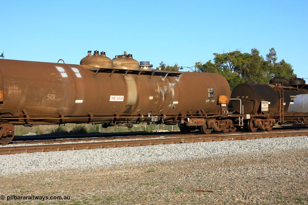 100609 09995
Midland, ATDY 501 fuel tank waggon built by Tulloch Ltd NSW in 1969 for Mobil as WJD type, sold to BP Oil in 1985, 89,000 litre one compartment and two domes.
Keywords: ATDY-type;ATDY501;Tulloch-Ltd-NSW;WJD-type;