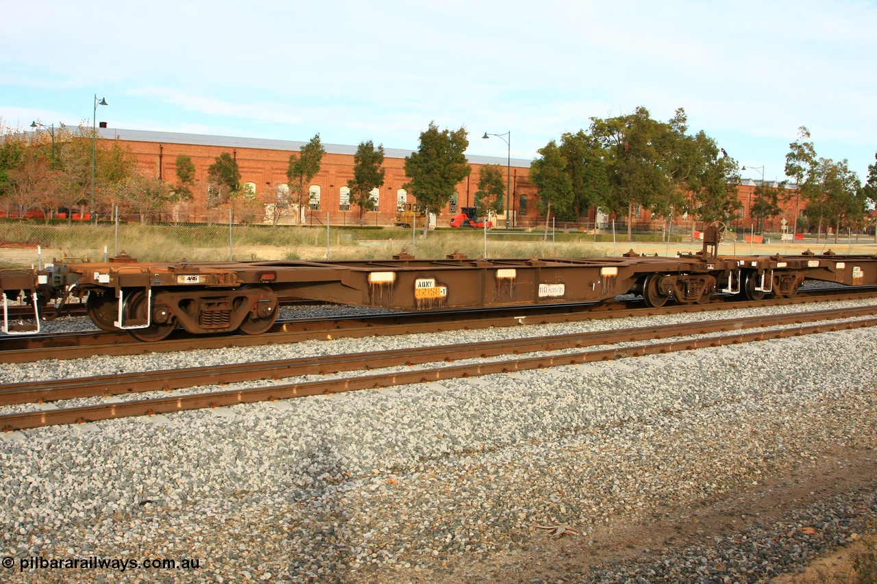 100611 0389
Midland, AQNY 32166, one of sixty two waggons built by Goninan WA in 1998 as WQN type for Murrin Murrin container traffic, running empty on train 5426 up Kalgoorlie Freighter.
Keywords: AQNY-type;AQNY32166;Goninan-WA;WQN-type;