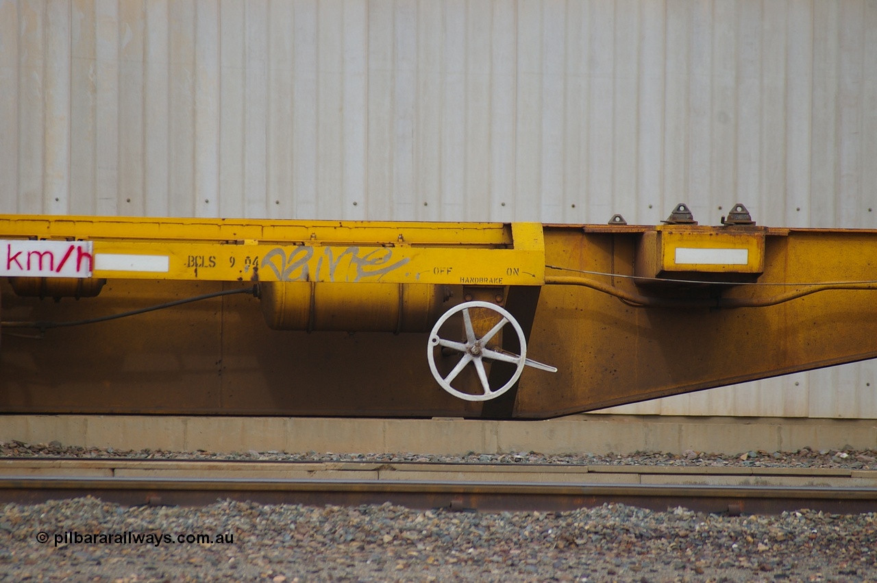 110710 7428 PD
West Kalgoorlie, AQAY 2273, this orphan waggon started life as a Comeng Vic built GOX type open waggon for Commonwealth Railways in 1970, then coded AOOX. Under AWR ownership is was reduced to this 3 TEU unit container skeletal waggon. Peter Donaghy image.
Keywords: Peter-D-Image;AQAY-type;AQAY2273;Comeng-Vic;GOX-type;AOOX-type;ROOX-type;ROKX-type;