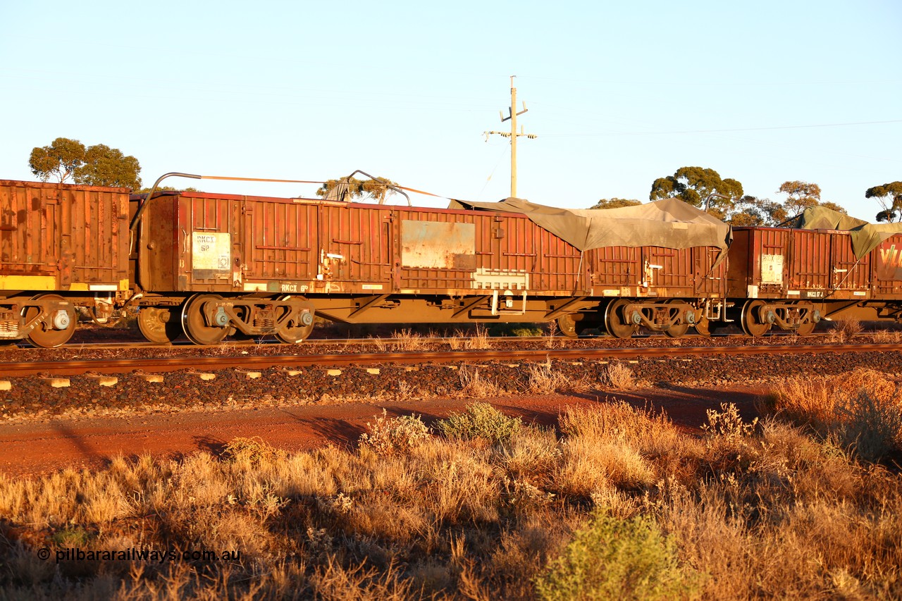 160522 2029
Parkeston, 5MP2 steel train, RKCX type open waggon RKCX 6, originally built by SAR Islington Workshops as an ELX type open waggon ELX 567 in 1966 as part of a batch of seventy waggon, was given to V/Line in 1986 following the derailment write off VOSX 6, with this waggon assuming that identity. Recoded to VCCX type in 1987, then in 1994 to RCCX type.
Keywords: RKCX-type;RKCX6;SAR-Islington-WS;ELX-type;AOBX-type;VOSX-type;VCCX-type;RCCX-type;