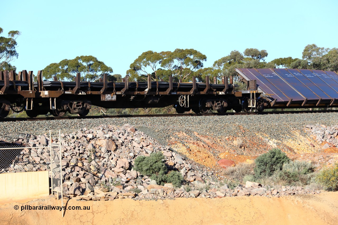 160522 2065
Binduli, 5MP2 steel train, RKQF 60243, originally built by Tulloch NSW as part of a batch of one hundred and thirty five JLY/JLX type louvre vans in 1969-70. Fifty six were converted at Bathurst to NQRX before further conversion to NKQX type steel plate waggon in 1989-90. Seen here loaded with steel plates.
Keywords: RKQF-type;RKQF60243;Tulloch-Ltd-NSW;JLY-type;NQRX-type;