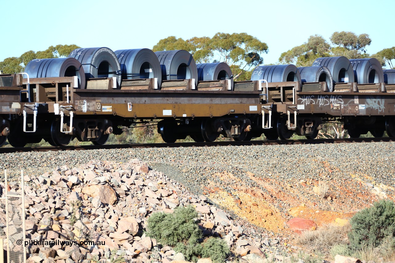 160522 2073
Binduli, 5MP2 steel train, RCSF 65 loaded with coils, former VR-V/Line CSX - VCSX coil steel waggon built by Victorian Railways Ballarat Nth Workshops 1972-73.
Keywords: RCSF-type;RCSF65;Victorian-Railways-Ballarat-Nth-WS;CSX-type;VCSX-type;