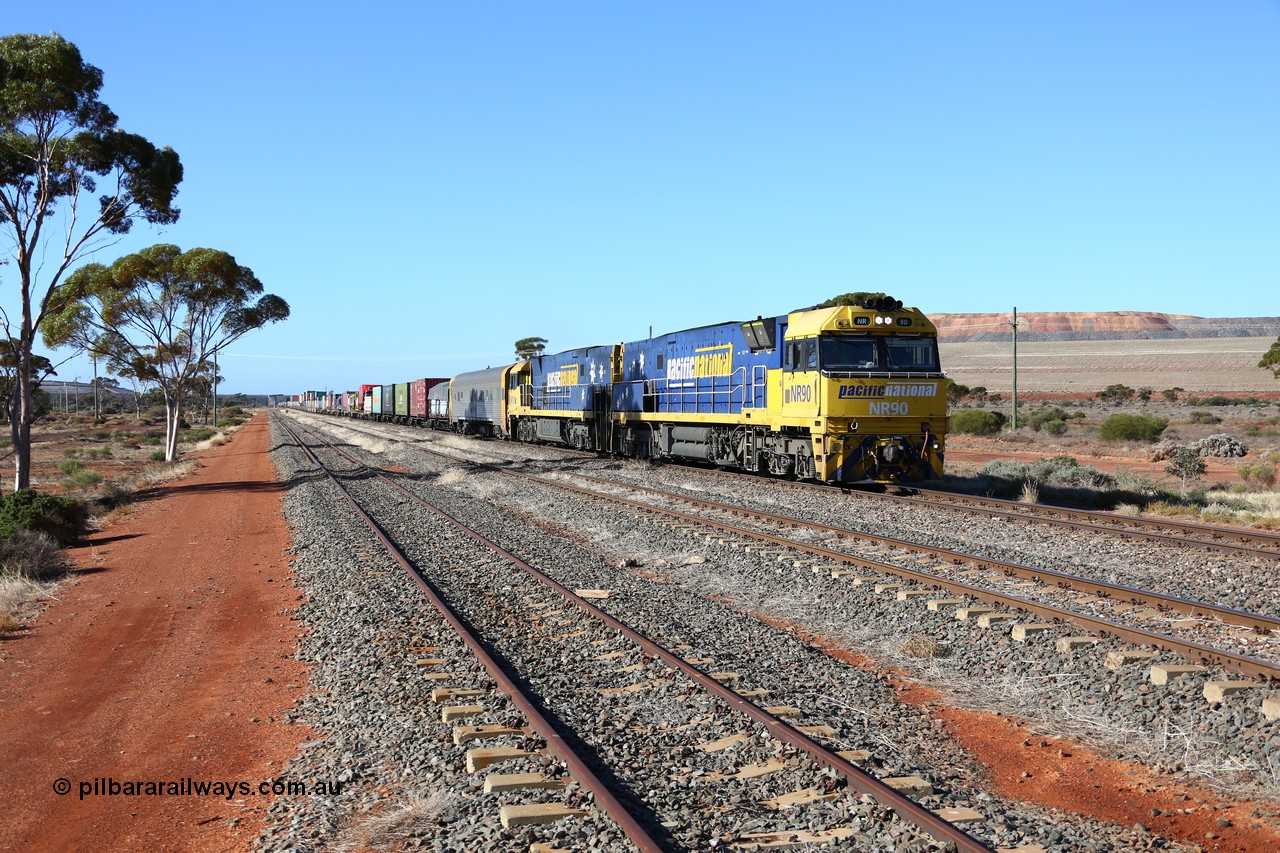 160522 2083
Parkeston, 6MP4 intermodal train arrives on the mainline behind a pair of Goninan built GE model Cv40-9i NR class units NR 90 serial 7250-05/97-293 and NR 101 serial 7250-07/97-303.
Keywords: NR-class;NR90;Goninan;GE;Cv40-9i;7250-05/97-293;NR101;7250-07/97-303;