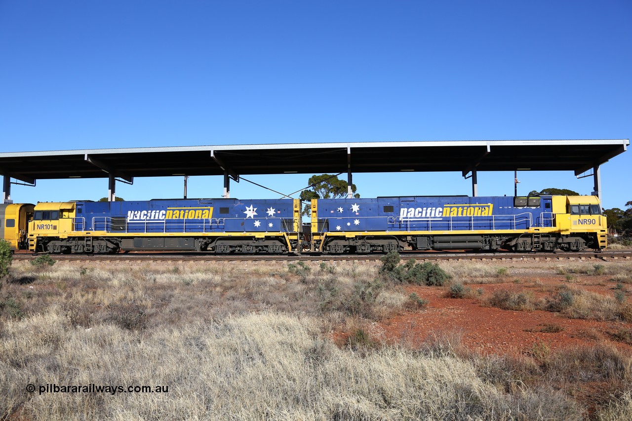160522 2118
Parkeston, 6MP4 intermodal train stands at the fuel bay on the mainline with a pair of Goninan built GE model Cv40-9i NR class units NR 90 serial 7250-05/97-293 and NR 101 serial 7250-07/97-303.
Keywords: NR-class;NR90;Goninan;GE;Cv40-9i;7250-05/97-293;NR101;7250-07/97-303;