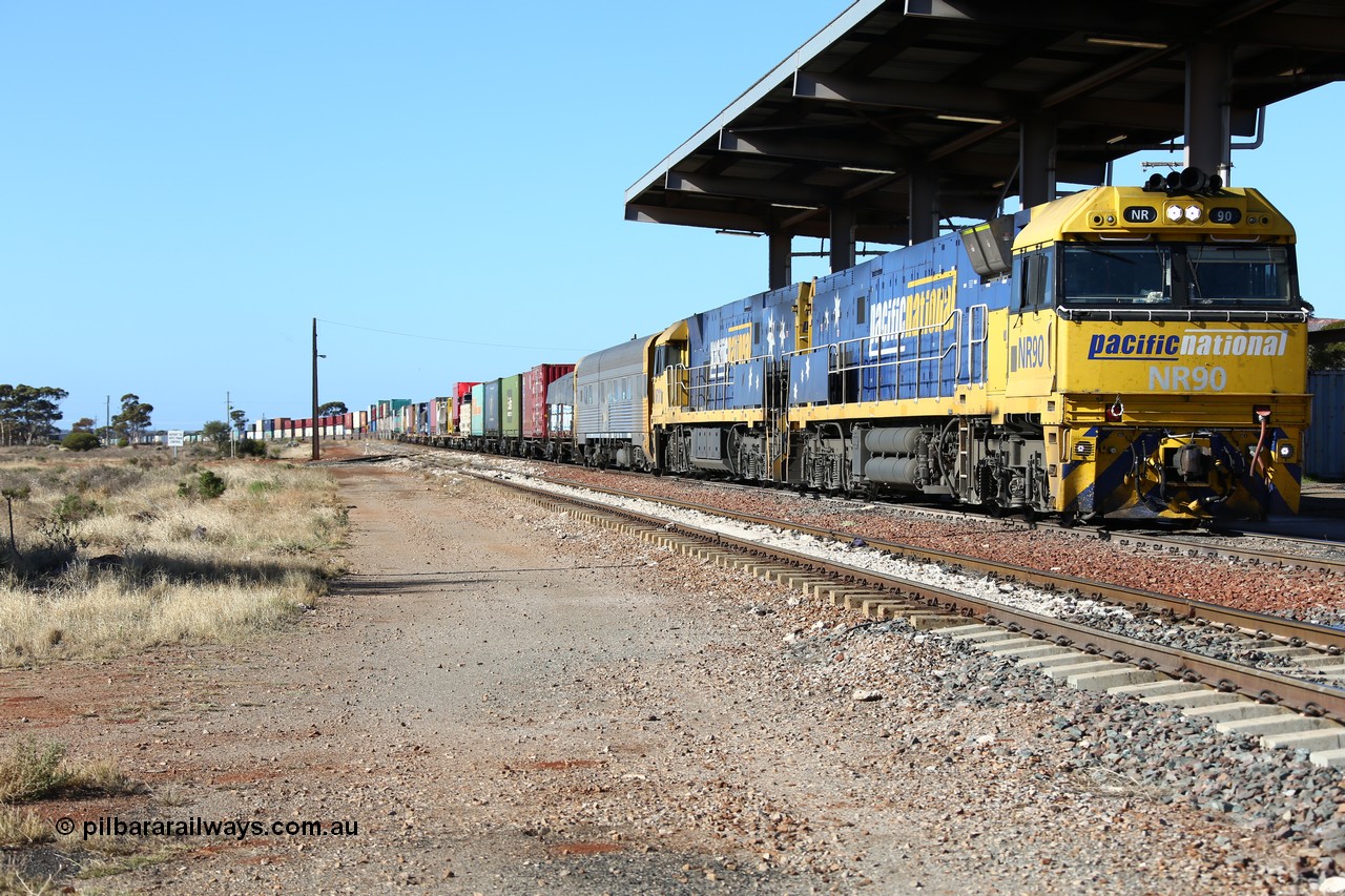 160522 2121
Parkeston, 6MP4 intermodal train stands at the fuel bay on the mainline with a pair of Goninan built GE model Cv40-9i NR class units NR 90 serial 7250-05/97-293 and NR 101 serial 7250-07/97-303.
Keywords: NR-class;NR90;Goninan;GE;Cv40-9i;7250-05/97-293;NR101;7250-07/97-303;