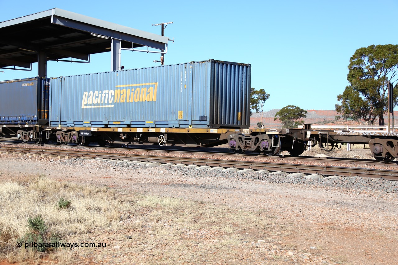 160522 2151
Parkeston, 6MP4 intermodal train, RQSY 14952 container waggon originally built by Tulloch Ltd NSW in 1975-76 in a batch of fifty OCY 63' container waggons, loaded with a Pacific National 48' container PNXD 4162.
Keywords: RQSY-type;RQSY14952;Tulloch-Ltd-NSW;OCY-type;