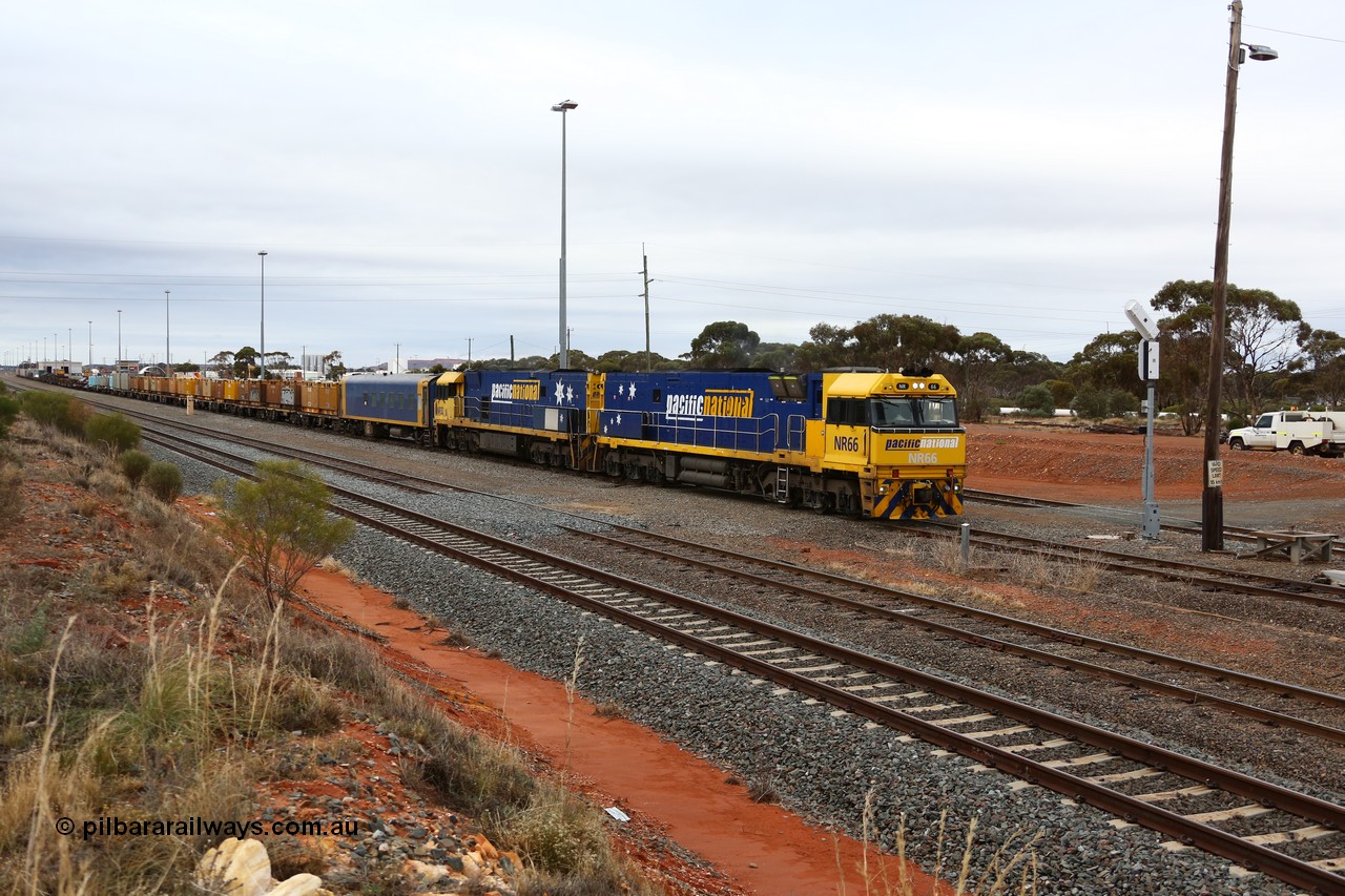 160524 4278
West Kalgoorlie, 1MP2 steel train behind a pair of Goninan built GE model Cv40-9i NR class units NR 66 serial 7250-12/96-268 and NR 32 serial 7250-06/97-234 starts departing the yard for Perth.
Keywords: NR-class;NR66;Goninan;GE;Cv40-9i;7250-12/96-268;