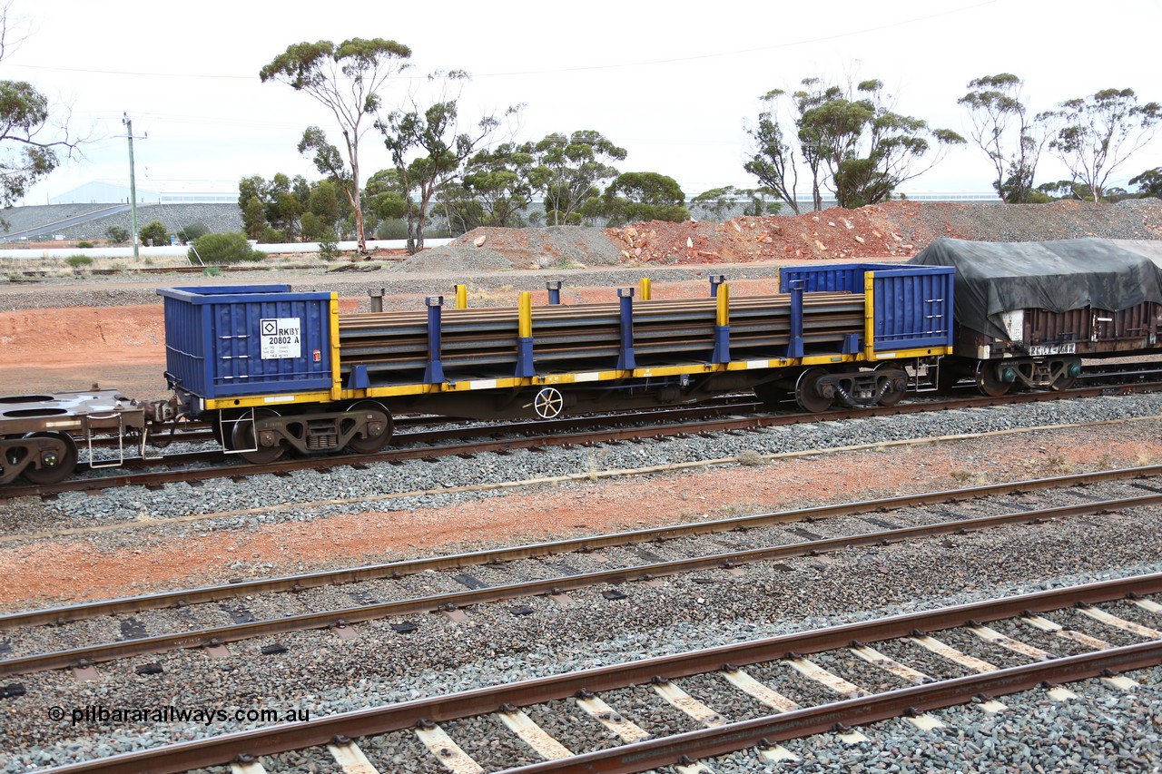 160524 4313
West Kalgoorlie, 1MP2 steel train, RKBY 20802 originally built in the third contract of two hundred NODY type waggons built by EPT NSW in 1980/81. Several recodes later it is loaded with lengths of rail as the RKBY type.
Keywords: RKBY-type;RKBY20802;EPT-NSW;NODY-type;