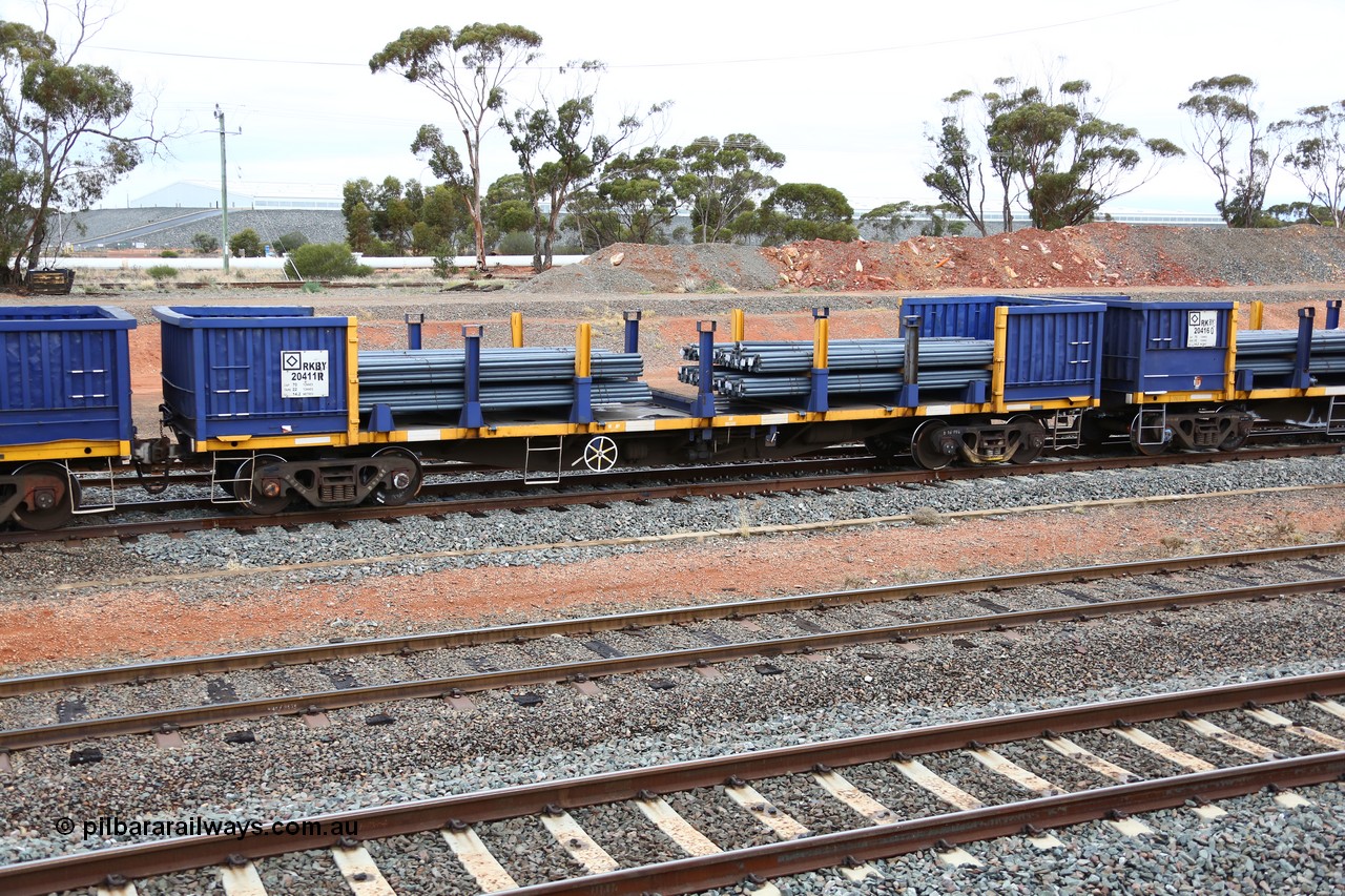 160524 4320
West Kalgoorlie, 1MP2 steel train, RKBY 20411 loaded with steel rods. RKBY 20411 is the class leader of some six hundred BDY / NODY type open waggons built by EPT in NSW between 1977 and 1981.
Keywords: RKBY-type;RKBY20411;EPT-NSW;BDY-type;NODY-type;