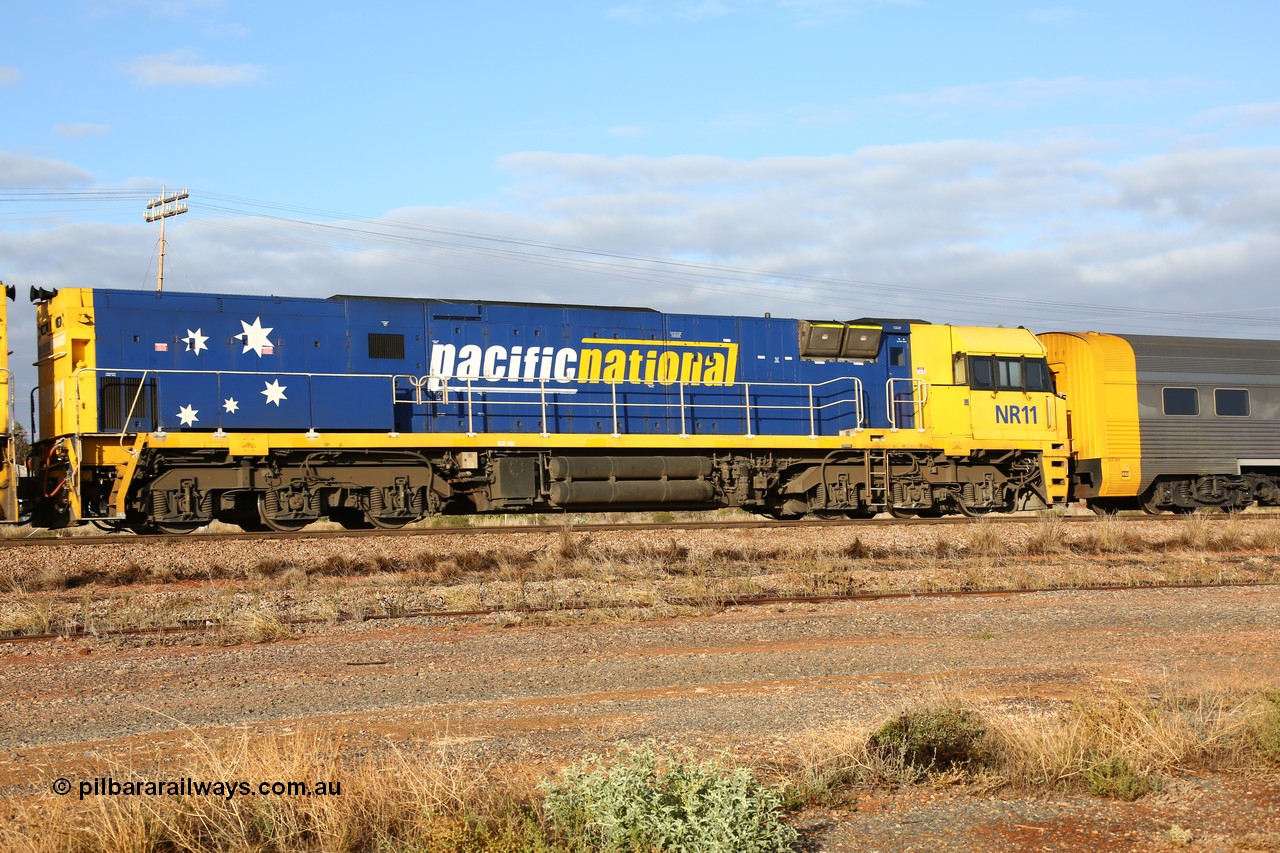 160525 4439
Parkeston, 3PM7 priority service train Goninan built GE model Cv40-9i NR class unit NR 11 serial 7250-02/97-213.
Keywords: NR-class;NR11;Goninan;GE;Cv40-9i;7250-02/97-213;