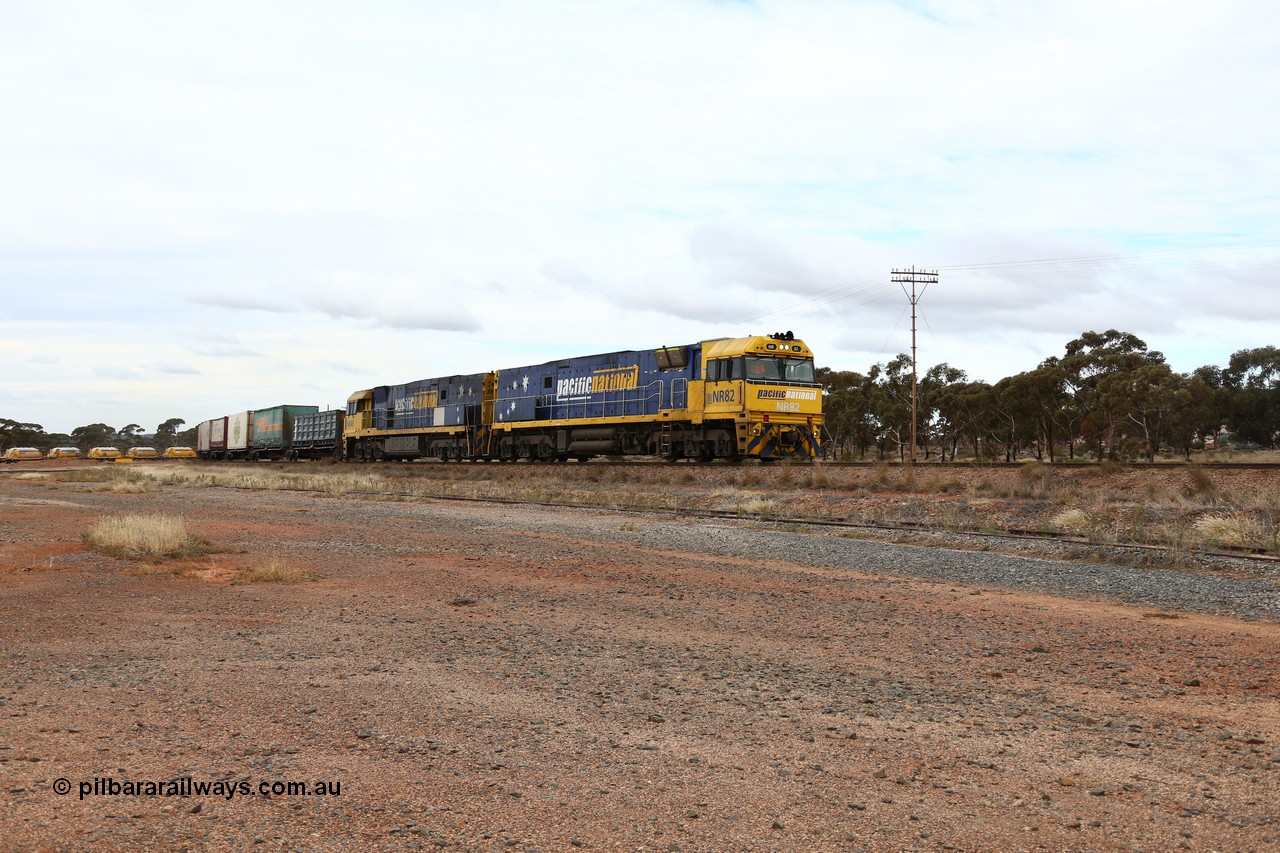 160526 5253
Parkeston, 3MP7 priority service train runs upgrade around the curve bound for Kalgoorlie and Perth behind Goninan built GE model Cv40-9i NR class units NR 82 serial 7250-03/97-284 and NR 49 serial 7250-08/97-251.
Keywords: NR-class;NR82;Goninan;GE;Cv40-9i;7250-03/97-284;