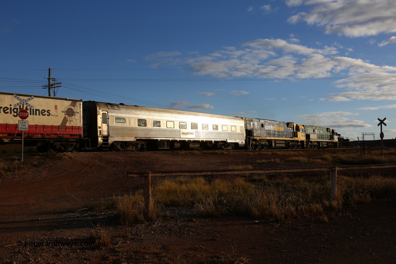 160529 9083
Parkeston, 7MP7 priority service train crew accommodation coach RZBY 910, originally built in 1969 by Comeng NSW as an ER class crew coach ER 210, renumbered to ER 910 in 1974 then rebuilt at AN Rail's Port Augusta Workshops to RZBY in 1997.
Keywords: RZBY-type;RZBY910;Comeng-NSW;ER-type;ER210;ER910;
