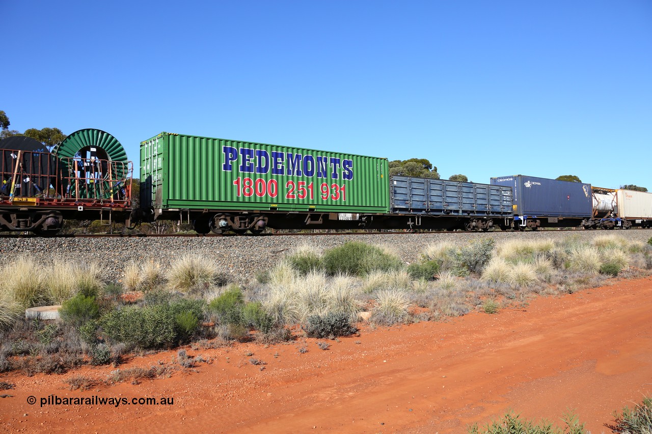 160530 9251
Binduli, 7SP3 intermodal service, container waggon RQJW 22048, one of fifty built by Mittagong Engineering NSW in 1975-76 as JCW type, recoded to NQJW. Loaded with an SCF 40' half height side door container and a Pedemonts PHR 411 40' container.
Keywords: RQJW-type;RQJW22048;Mittagong-Engineering-NSW;JCW-type;NQJW-type;
