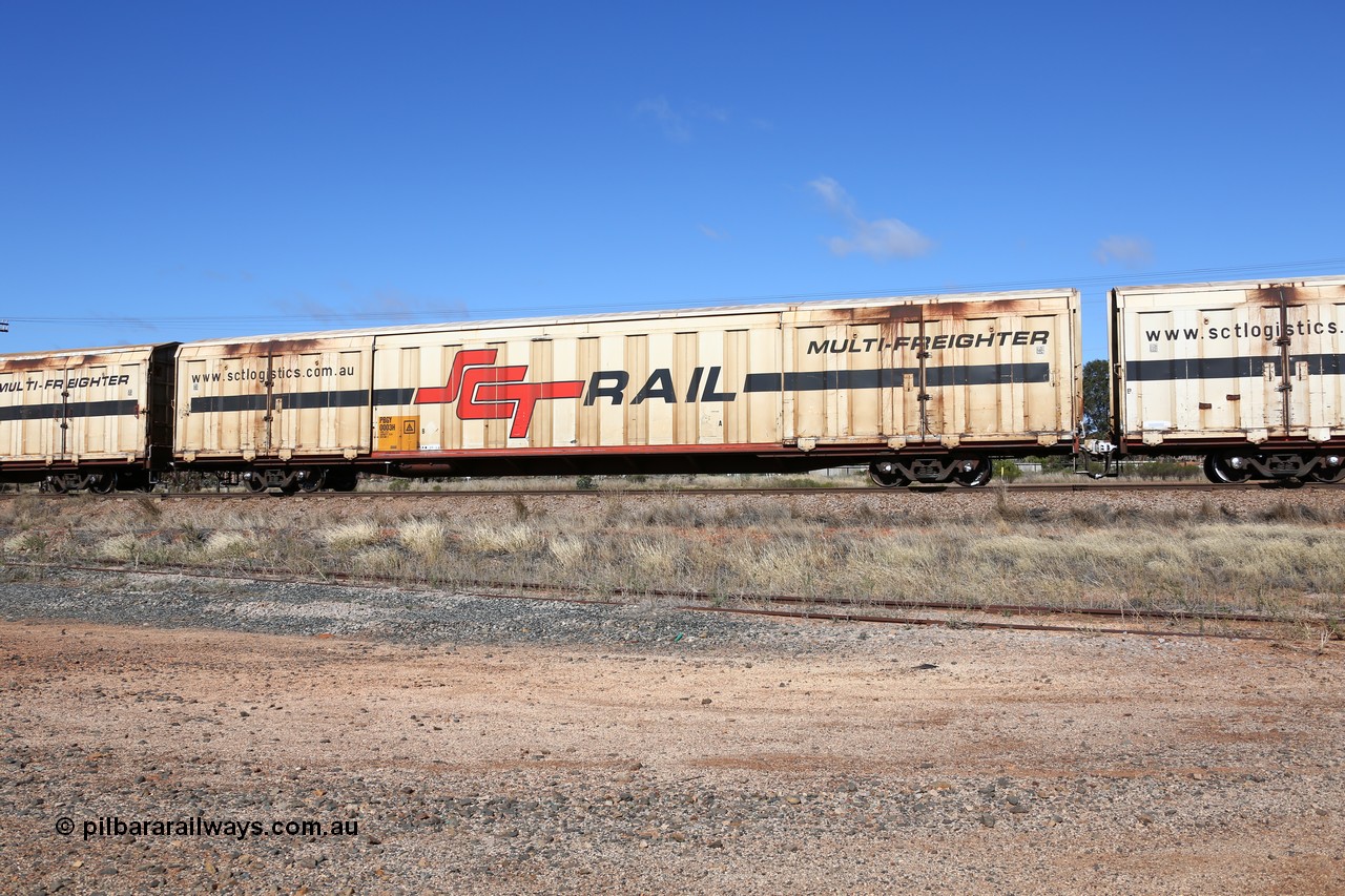 160522 2244
Parkeston, SCT train 6MP9 operating from Melbourne to Perth, PBGY type covered van PBGY 0003 Multi-Freighter, one of eighty two waggons built by Queensland Rail Redbank Workshops in 2005.
Keywords: PBGY-type;PBGY0003;Qld-Rail-Redbank-WS;