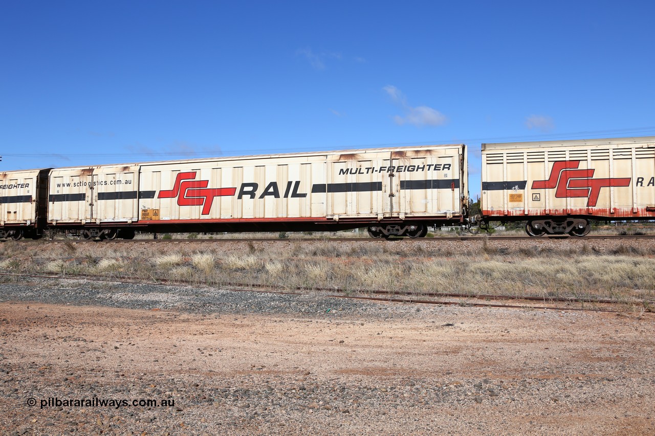 160522 2247
Parkeston, SCT train 6MP9 operating from Melbourne to Perth, PBGY type covered van PBGY 0055 Multi-Freighter, one of eighty two waggons built by Queensland Rail Redbank Workshops in 2005.
Keywords: PBGY-type;PBGY0055;Qld-Rail-Redbank-WS;
