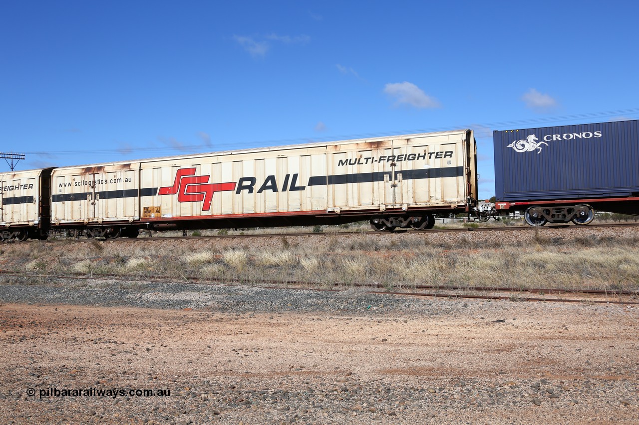 160522 2269
Parkeston, SCT train 6MP9 operating from Melbourne to Perth, PBGY type covered van PBGY 0030 Multi-Freighter, one of eighty two waggons built by Queensland Rail Redbank Workshops in 2005.
Keywords: PBGY-type;PBGY0030;Qld-Rail-Redbank-WS;