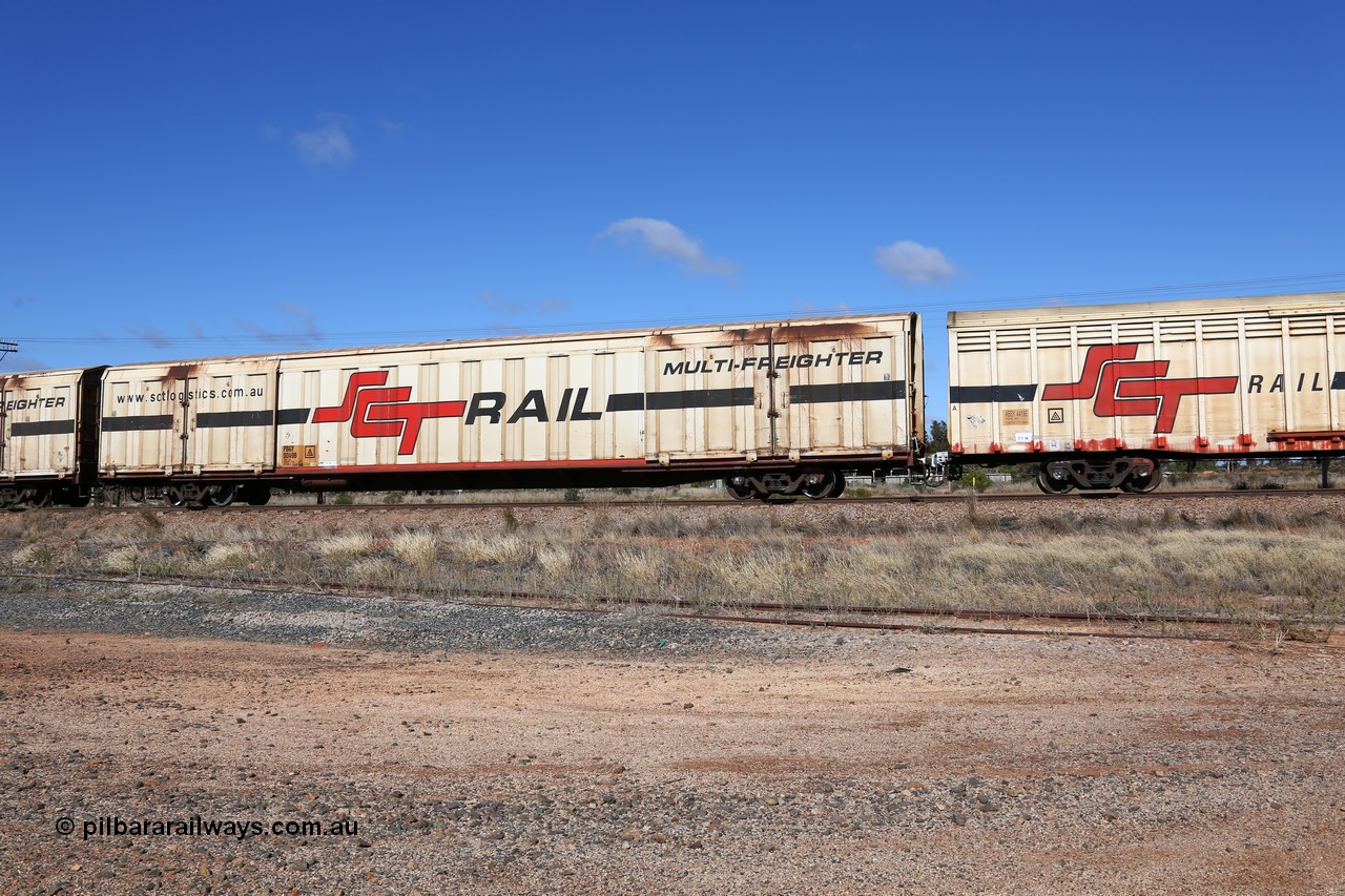 160522 2284
Parkeston, SCT train 6MP9 operating from Melbourne to Perth, PBGY type covered van PBGY 0049 Multi-Freighter, one of eighty two waggons built by Queensland Rail Redbank Workshops in 2005.
Keywords: PBGY-type;PBGY0049;Qld-Rail-Redbank-WS;
