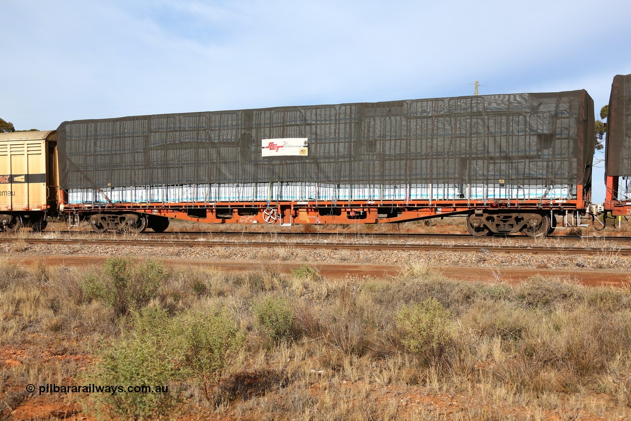 160523 2842
Parkeston, SCT train 7GP1 which operates from Parkes NSW (Goobang Junction) to Perth, originally one of fifty RMX type container flat waggons built 1975-76 by Carmor Engineering SA, recoded through life to AQMX, AQMY and RQMY, seen here coded as PQTY type for SCT service as PQTY 3045 and fitted with bulkheads and loaded with timber products.
Keywords: PQTY-type;PQTY3045;Carmor-Engineering-SA;RMX-type;