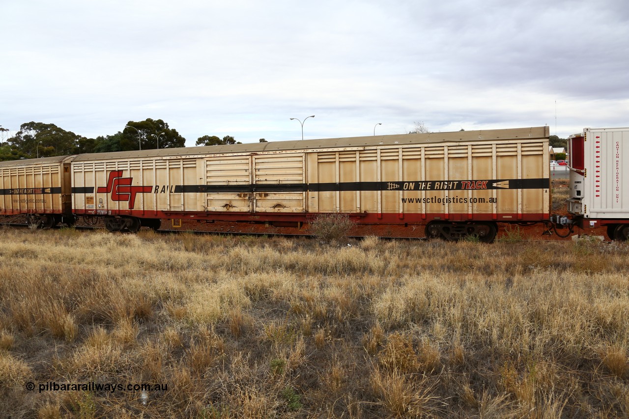 160524 3678
Kalgoorlie, SCT train 2PM9 operating from Perth to Melbourne, ABSY type ABSY 2469 covered van, originally built by Mechanical Handling Ltd SA in 1972 for Commonwealth Railways as VFX type recoded to ABFX and then RBFX to SCT as ABFY before being converted by Gemco WA to ABSY type in 2004/05.
Keywords: ABSY-type;ABSY2469;Mechanical-Handling-Ltd-SA;VFX-type;ABFY-type;