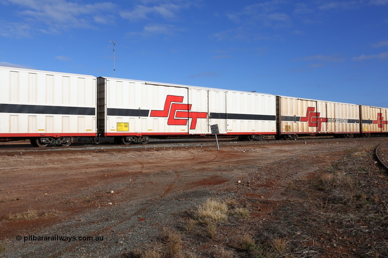 160525 4597
Parkeston, SCT train 3PG1 which operates from Perth to Parkes NSW (Goobang Junction), PBHY type covered van PBHY 0095 Greater Freighter, built by CSR Meishan Rolling Stock Co China in 2014 without the Greater Freighter signage.
Keywords: PBHY-type;PBHY0095;CSR-Meishan-China;
