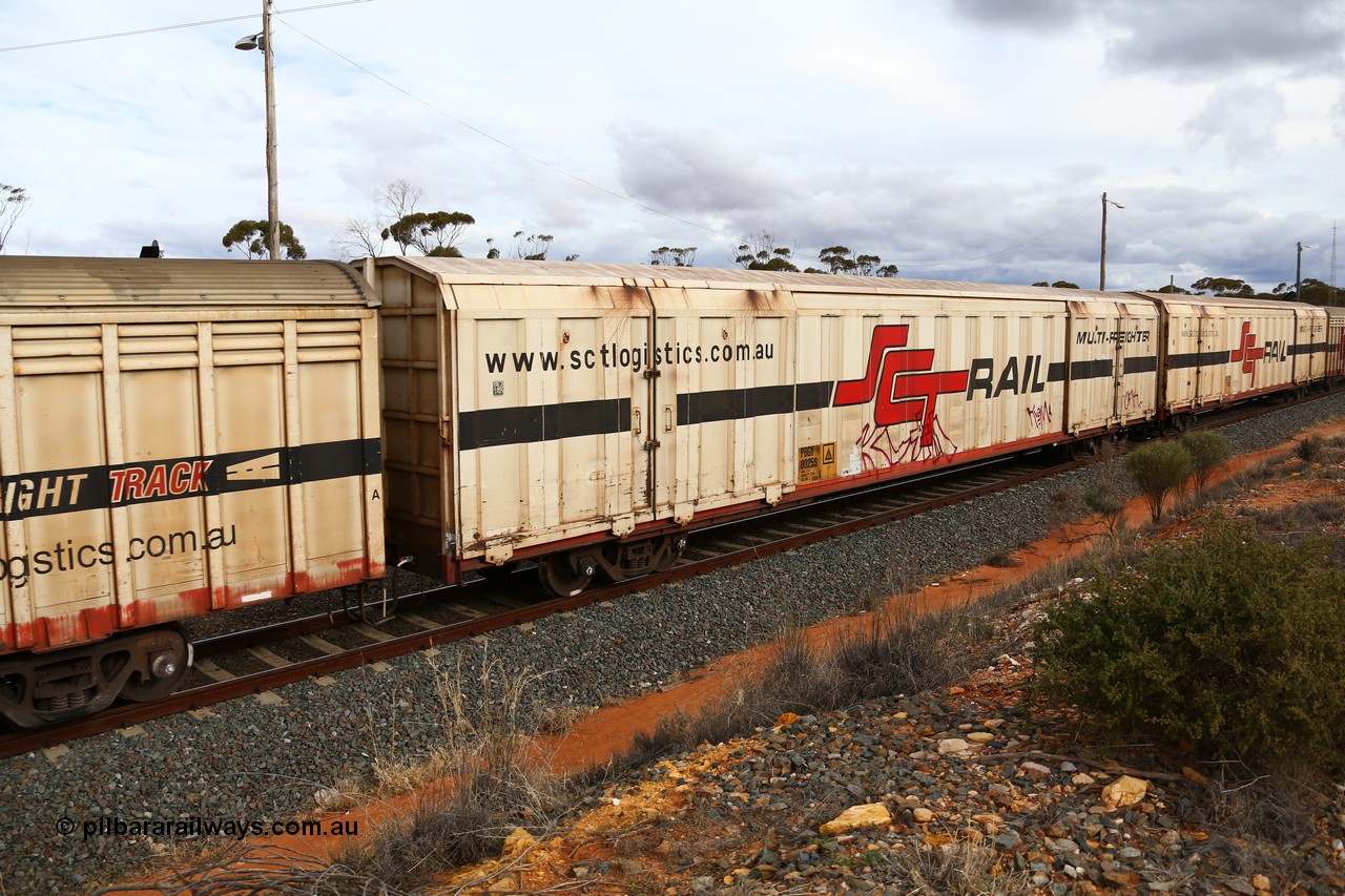 160526 5351
West Kalgoorlie, SCT train 3MP9 operating from Melbourne to Perth, PBGY type covered van PBGY 0025 Multi-Freighter, one of eighty two waggons built by Queensland Rail Redbank Workshops in 2005.
Keywords: PBGY-type;PBGY0025;Qld-Rail-Redbank-WS;