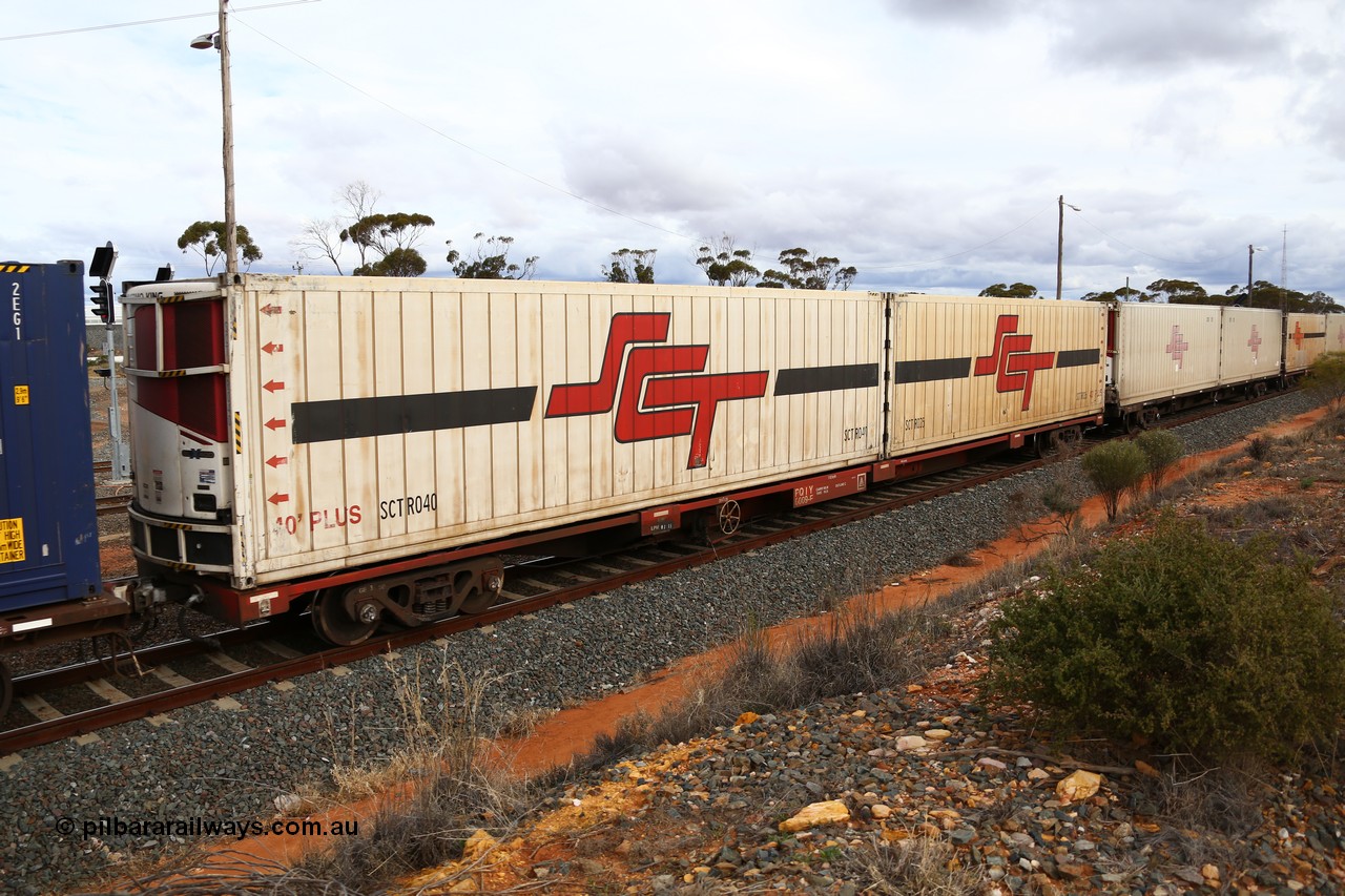 160526 5362
West Kalgoorlie, SCT train 3MP9 operating from Melbourne to Perth, Gemco WA built forty of these PQIY type 80' container flat waggons in 2009, PQIY 0009 loaded with two SCT 40' reefers SCTR 040 and SCT 035.
Keywords: PQIY-type;PQIY0009;Gemco-WA;